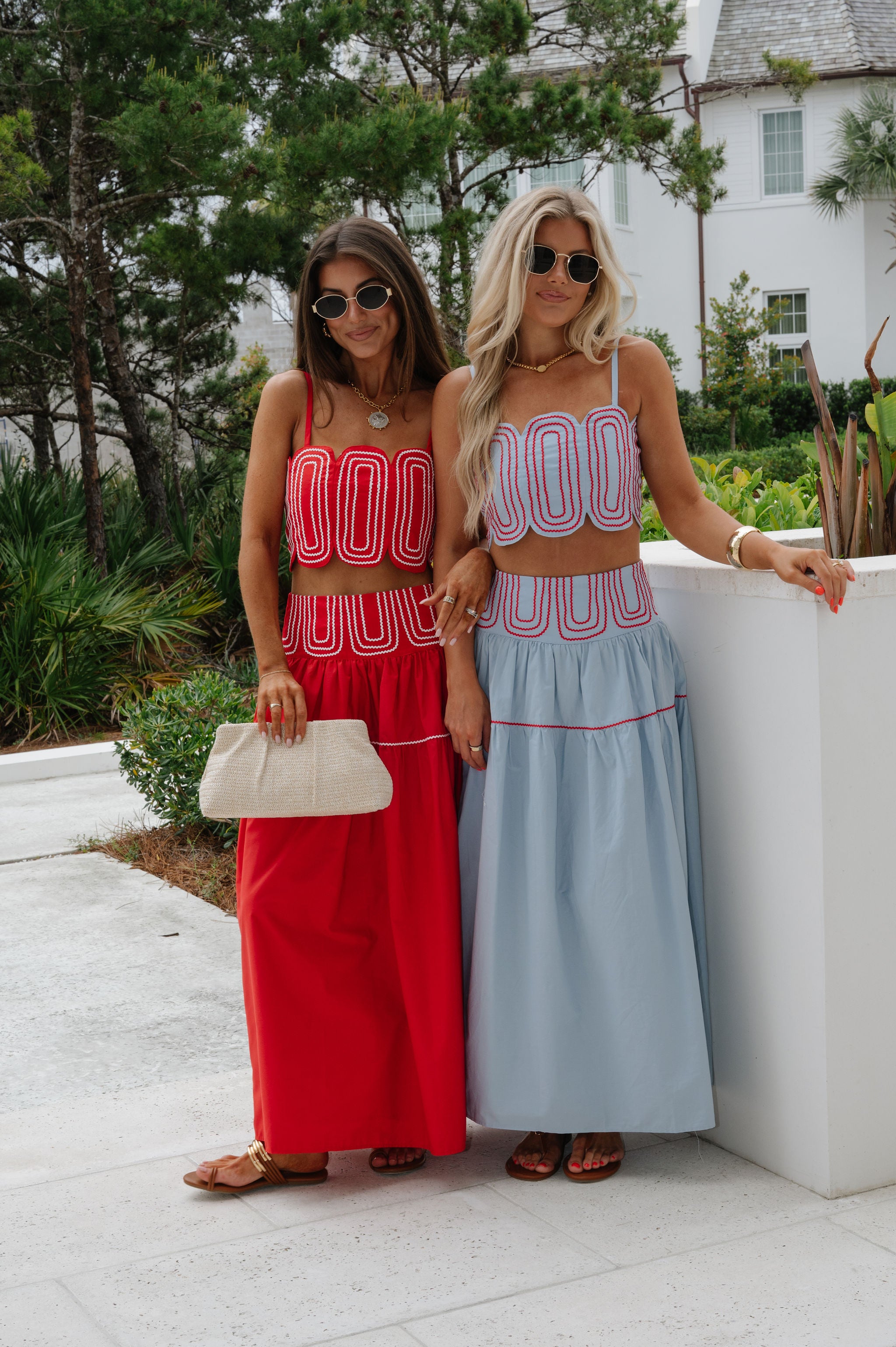 Eli Skirt Set-Blue/Red