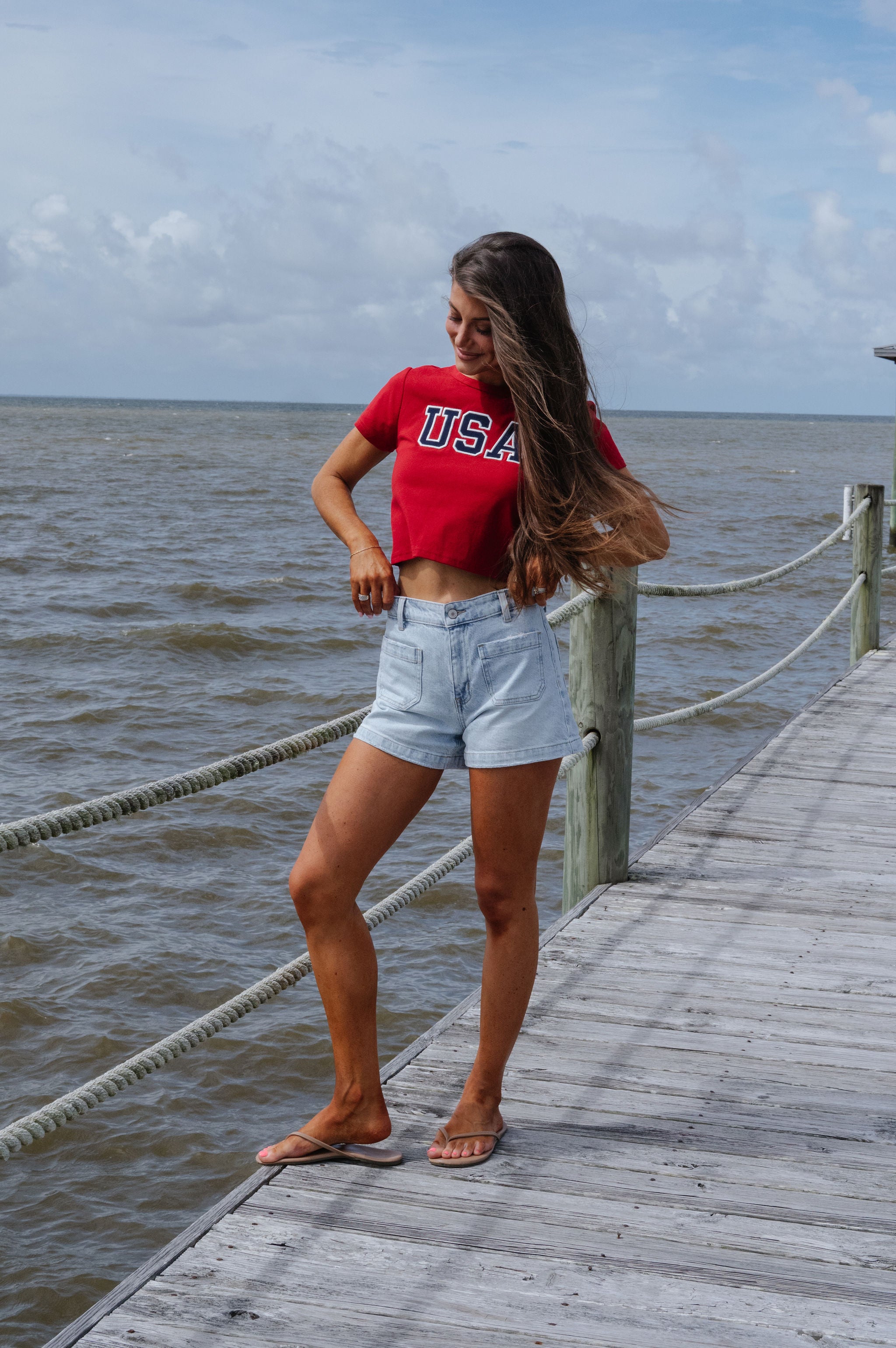 "USA" Baby Tee-Red