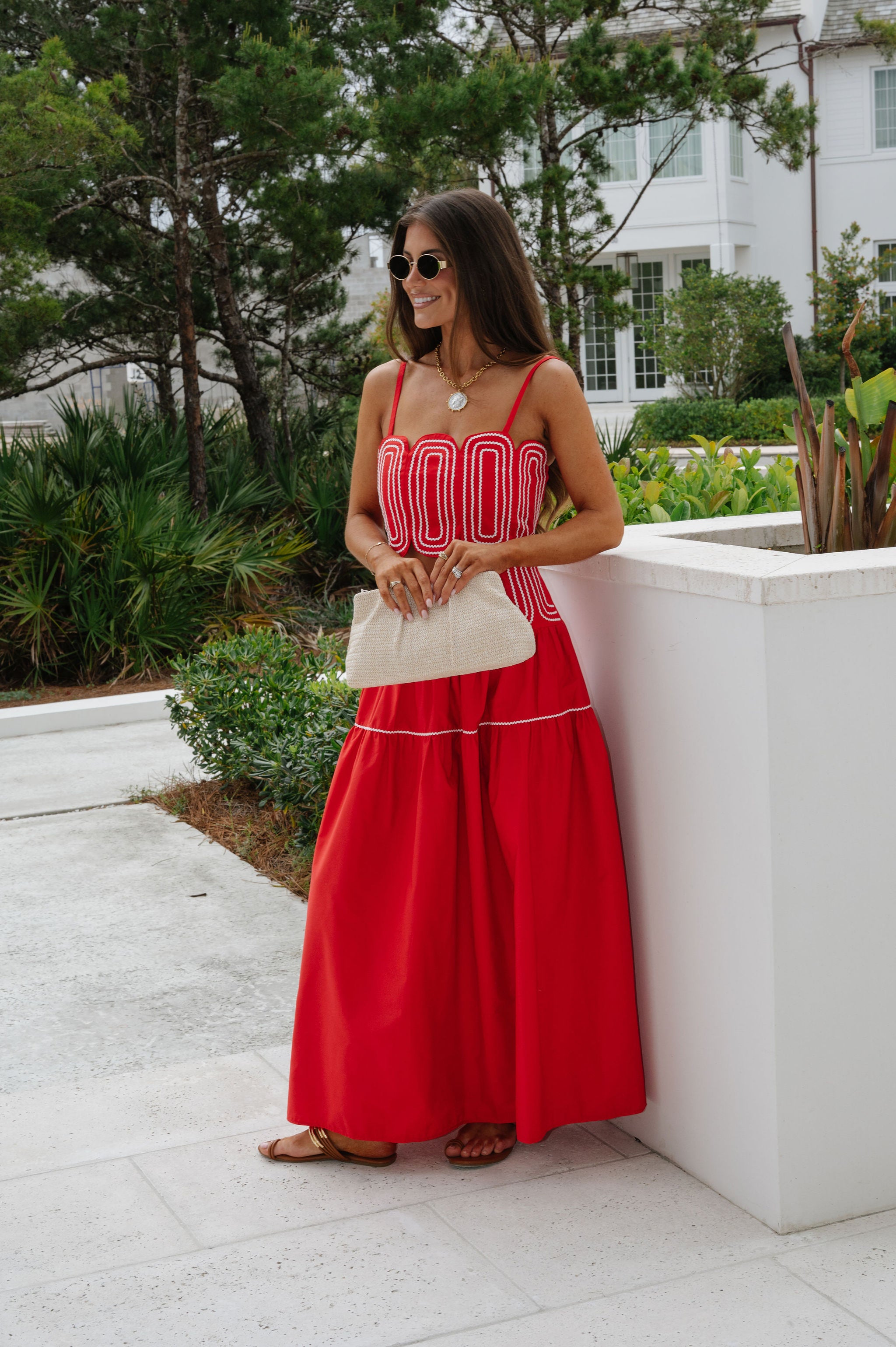Eli Skirt Set-Red/White