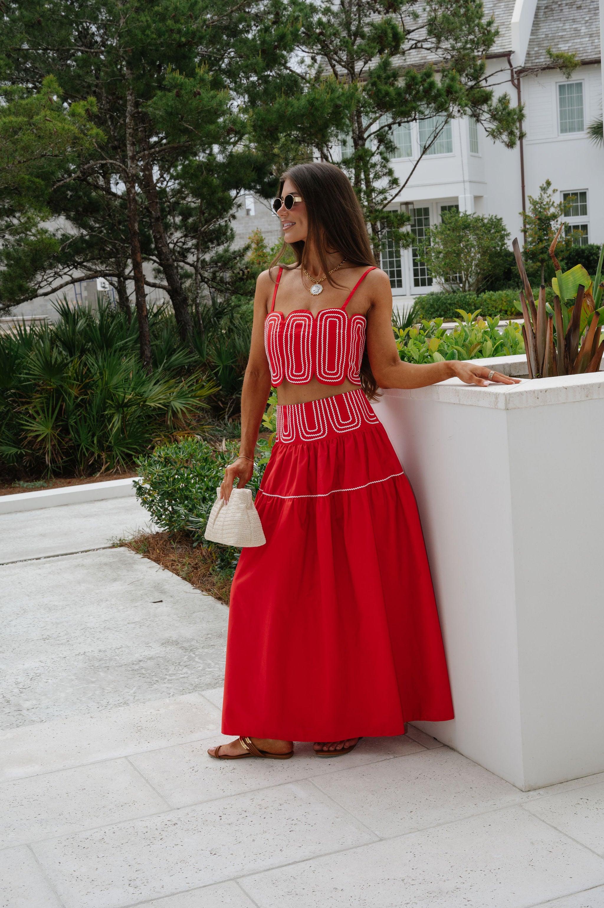 Eli Skirt Set-Red/White