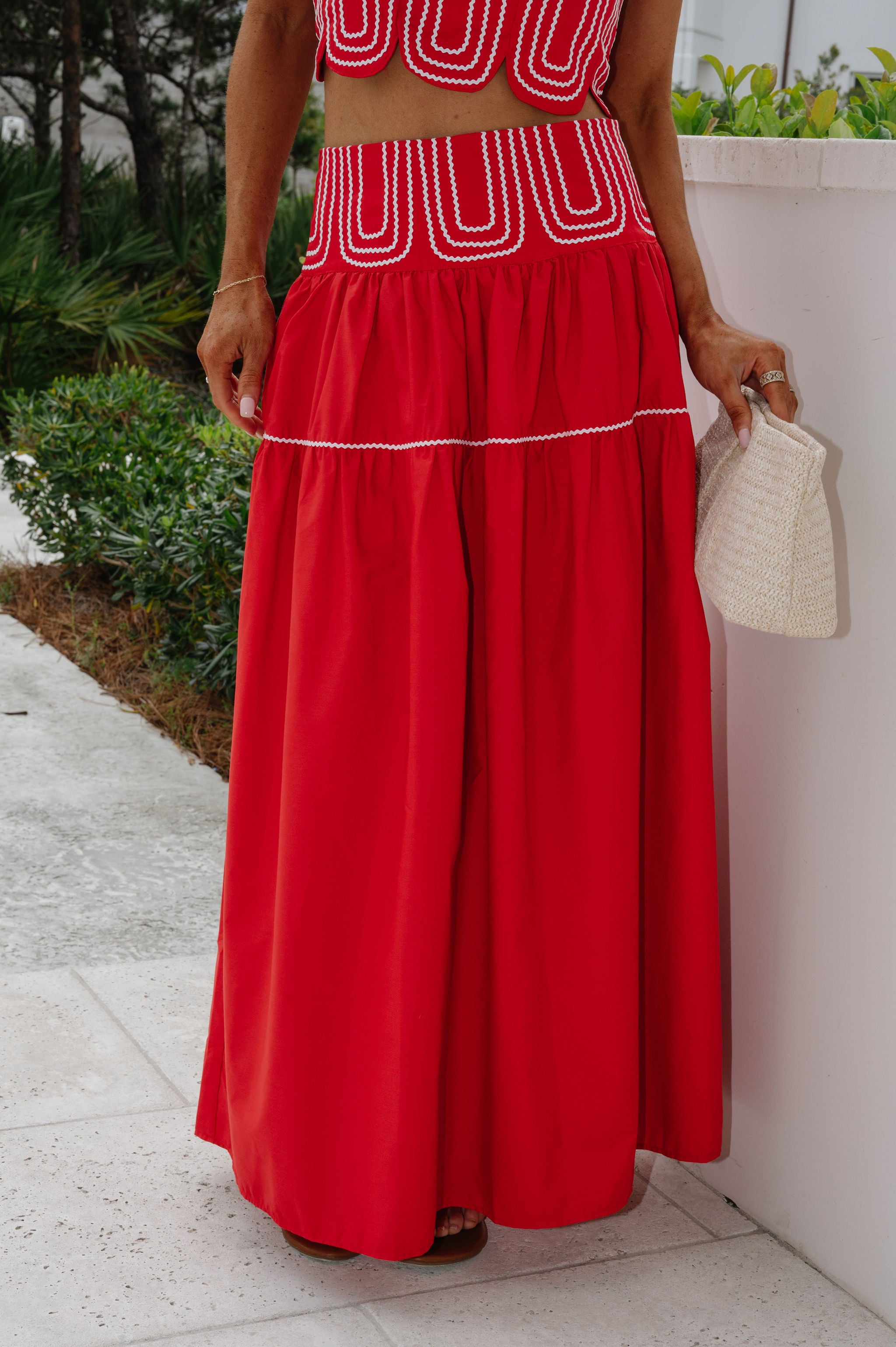 Eli Skirt Set-Red/White