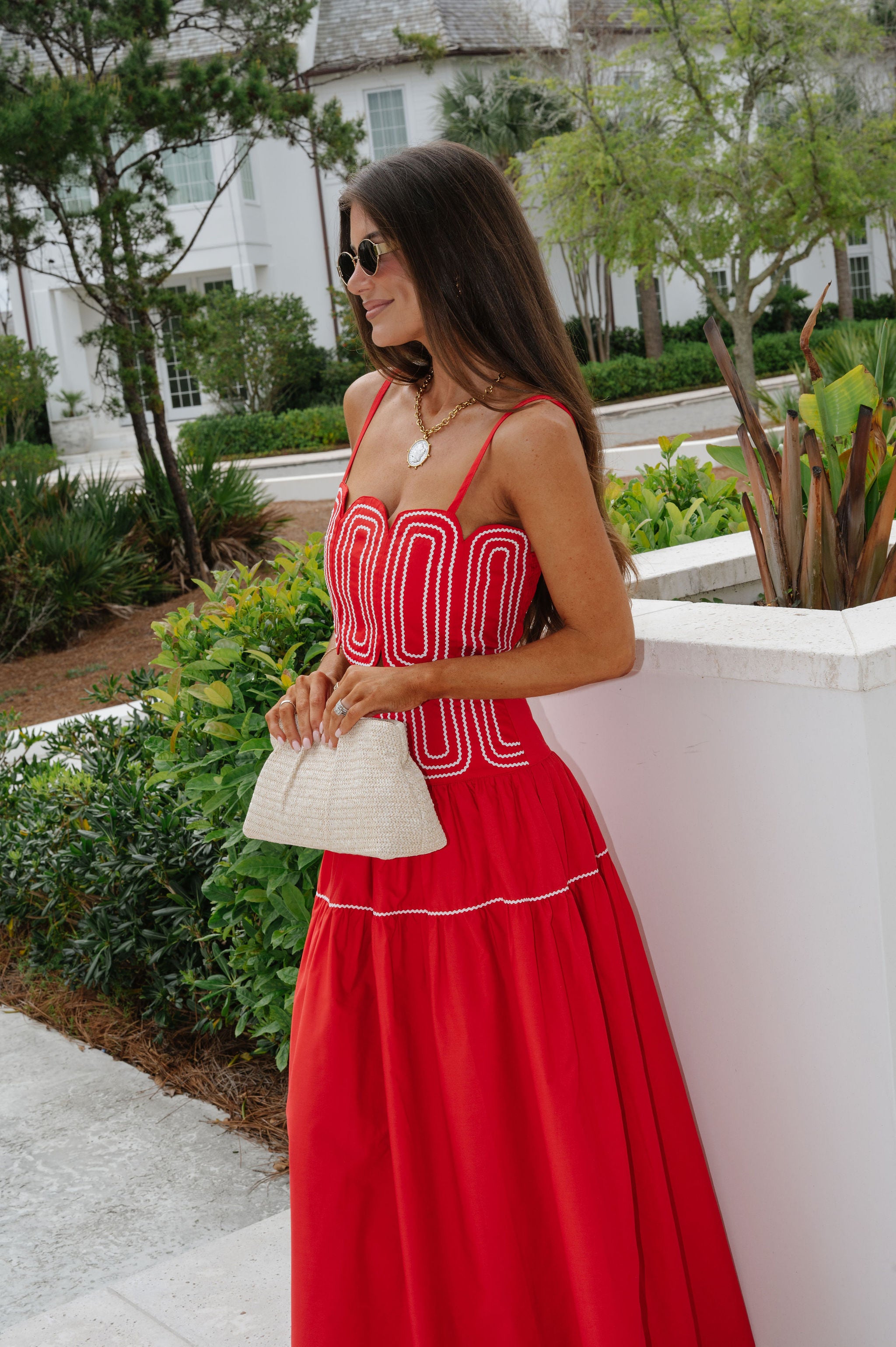 Eli Skirt Set-Red/White