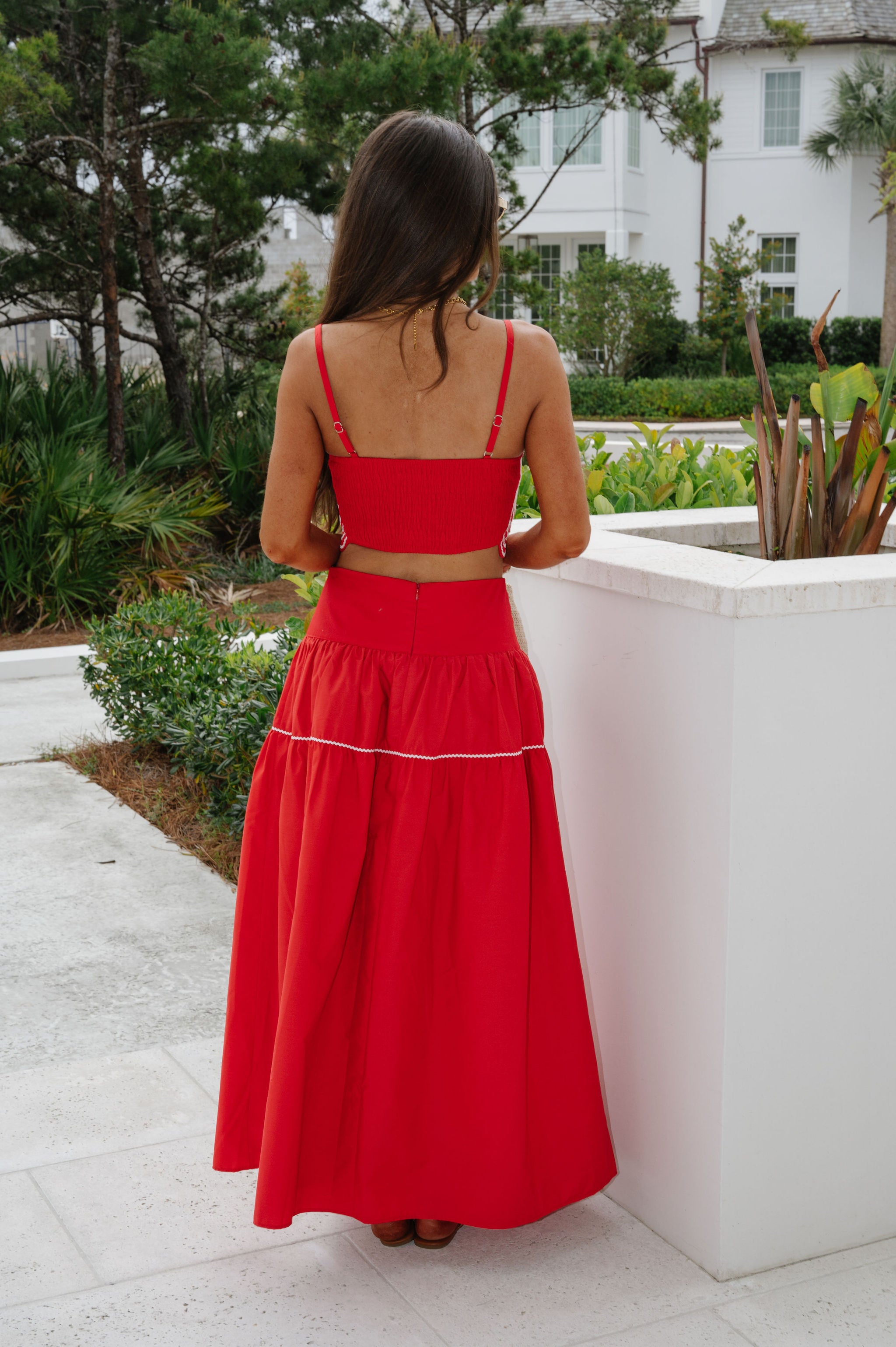 Eli Skirt Set-Red/White