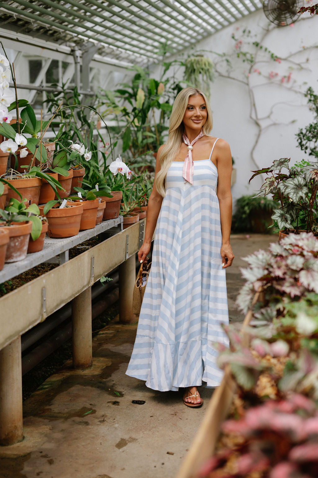 Sharlotte Stripe Dress-Light Blue