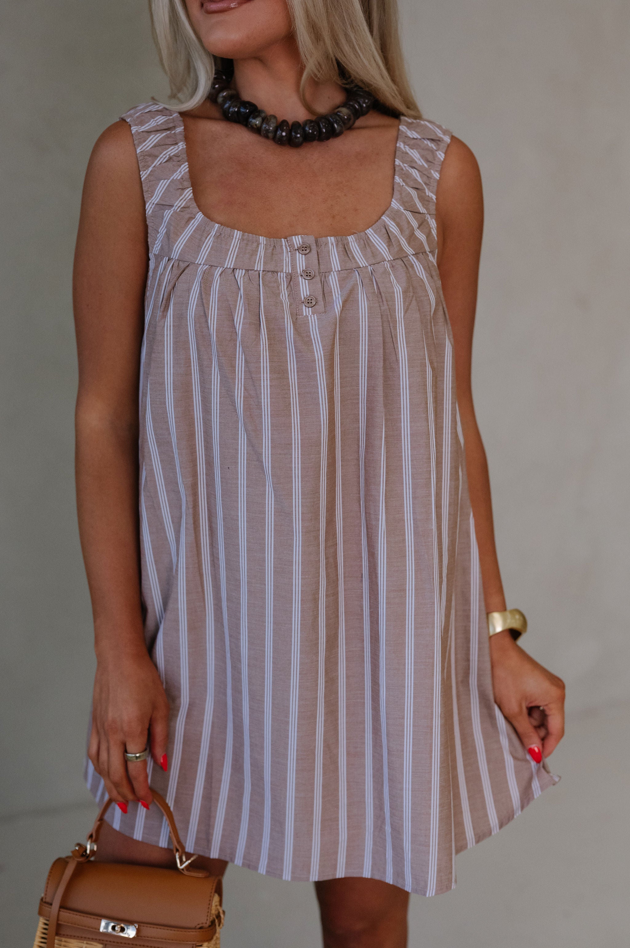 Izzy Mini Swing Dress-Brown