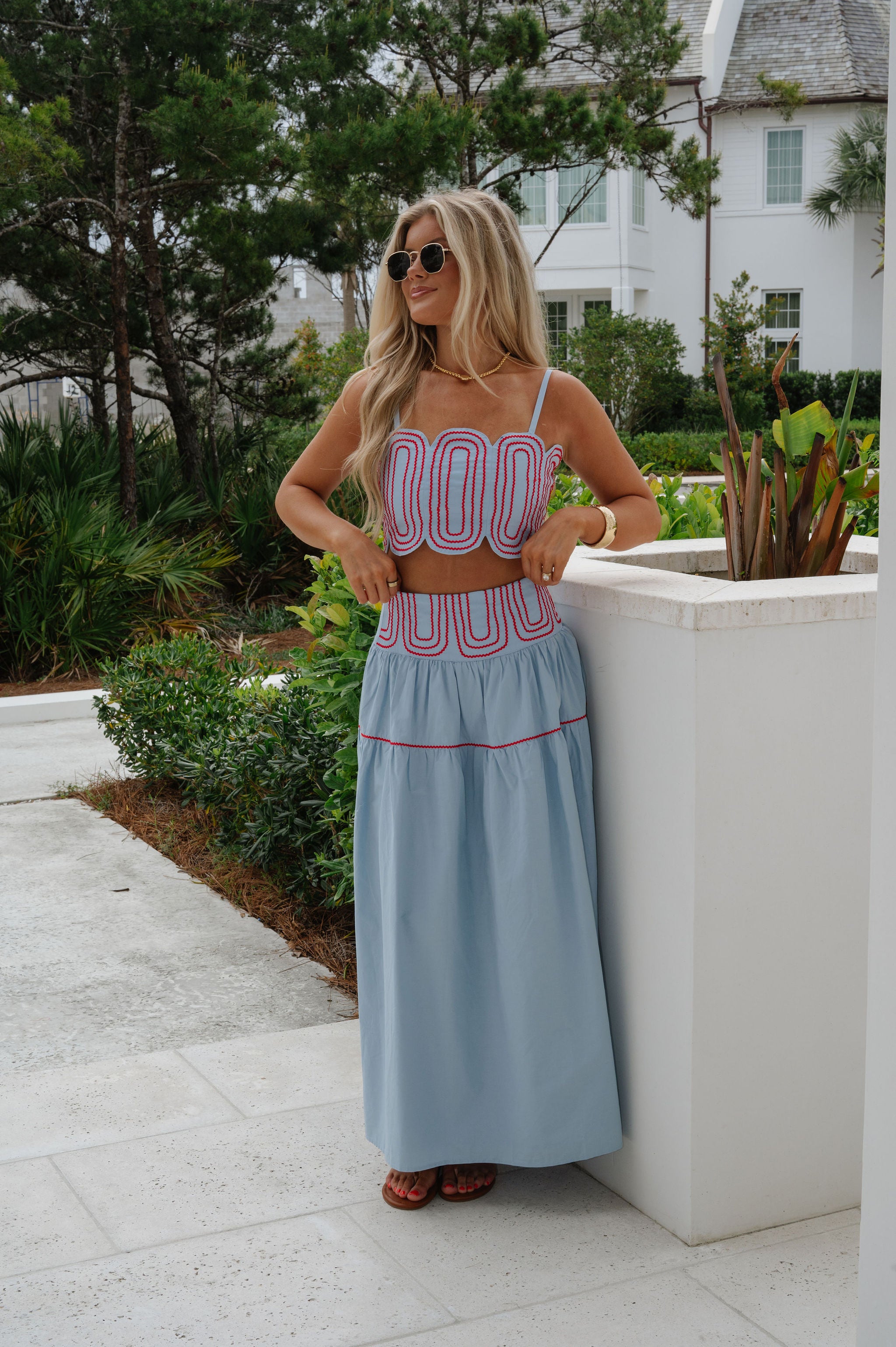 Eli Skirt Set-Blue/Red