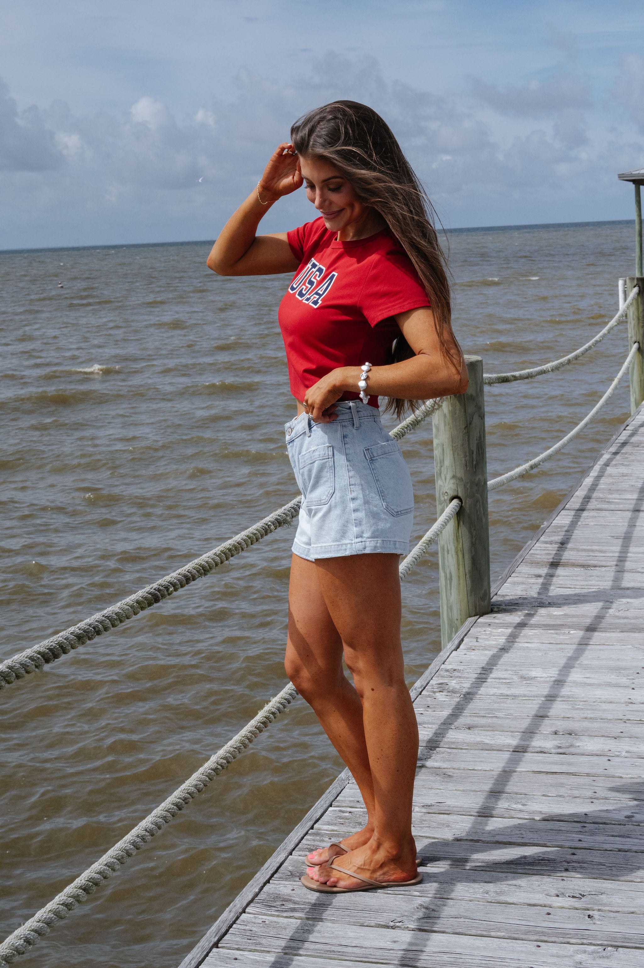 "USA" Baby Tee-Red