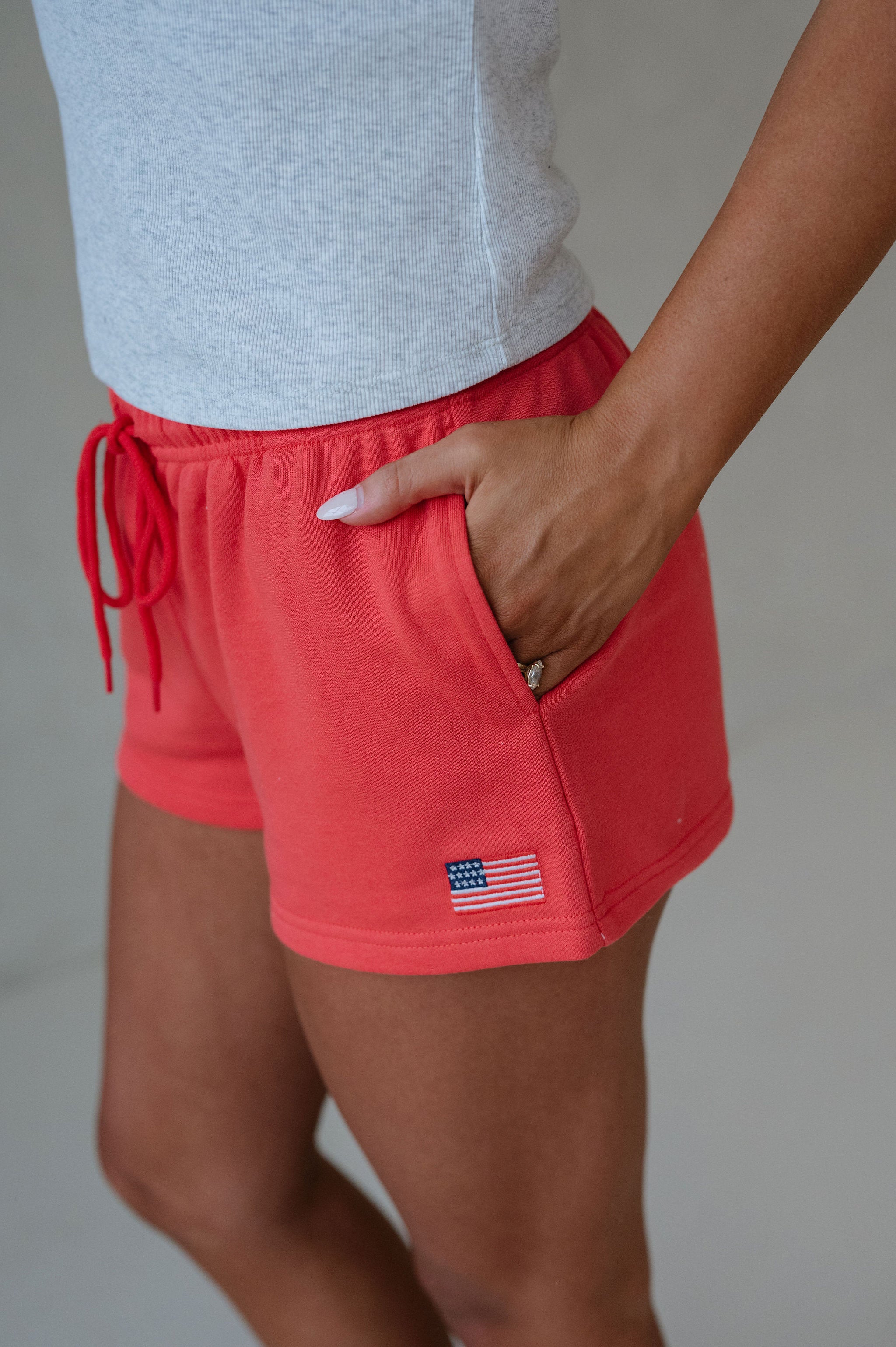 "USA" Flag Embroidered Sweatshorts-Tomoto