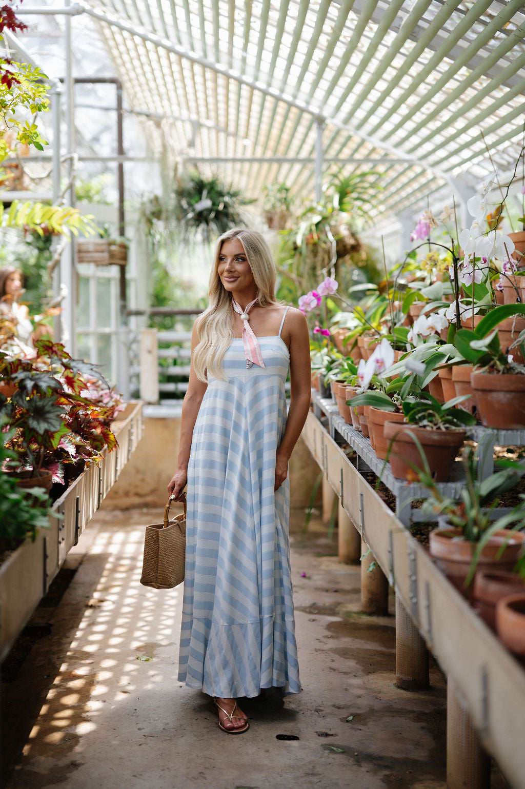 Sharlotte Stripe Dress-Light Blue