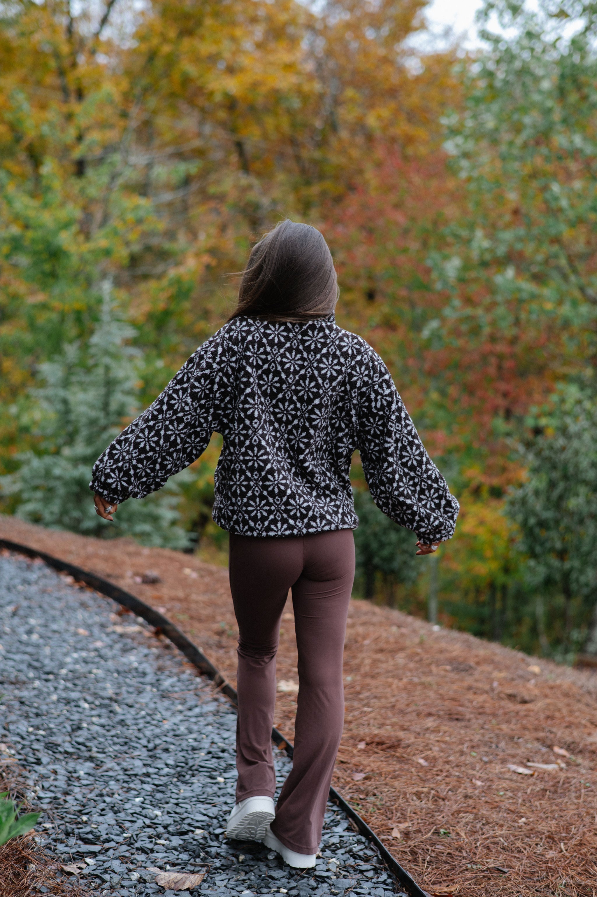 Snowflake Sherpa Jacket-Brown