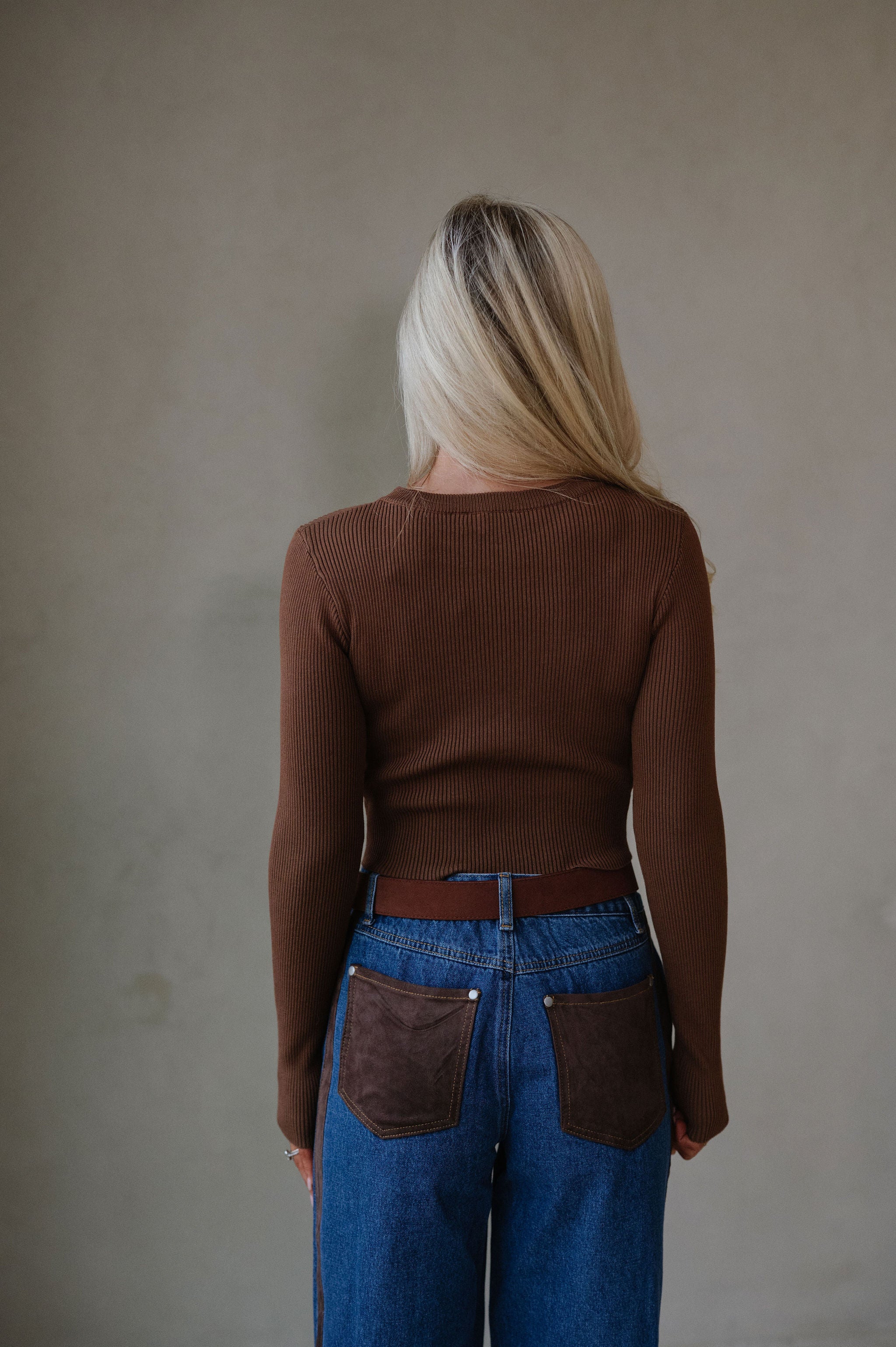 Sarah Jane Cropped Sweater-Brown