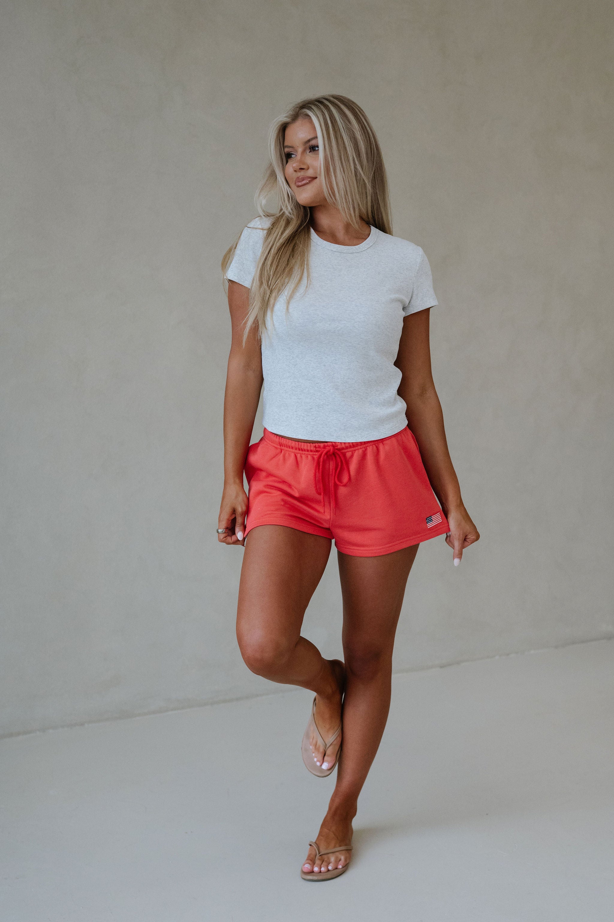 "USA" Flag Embroidered Sweatshorts-Tomoto