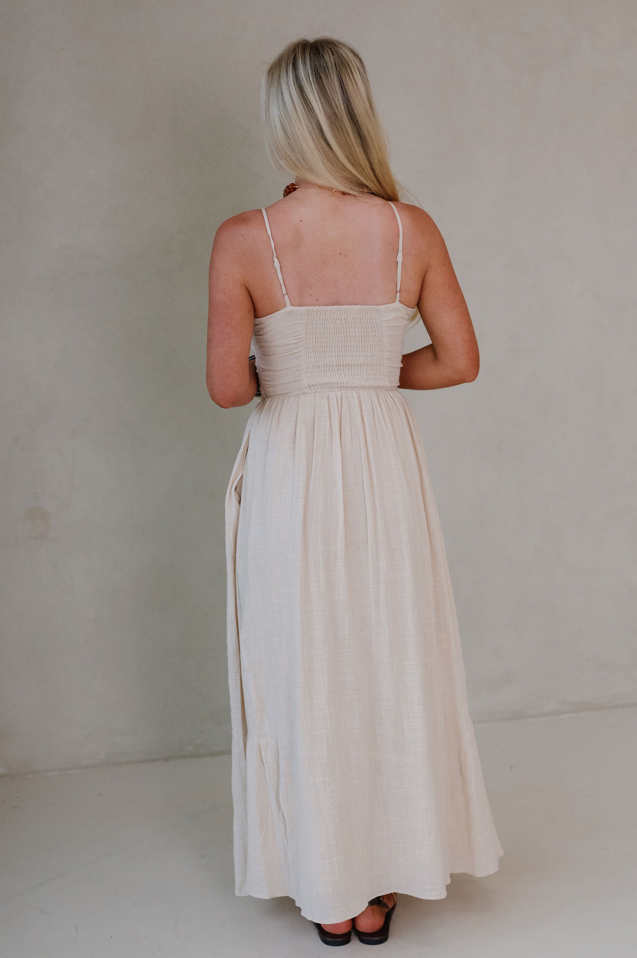 Mary V-neck Maxi Dress-Khaki