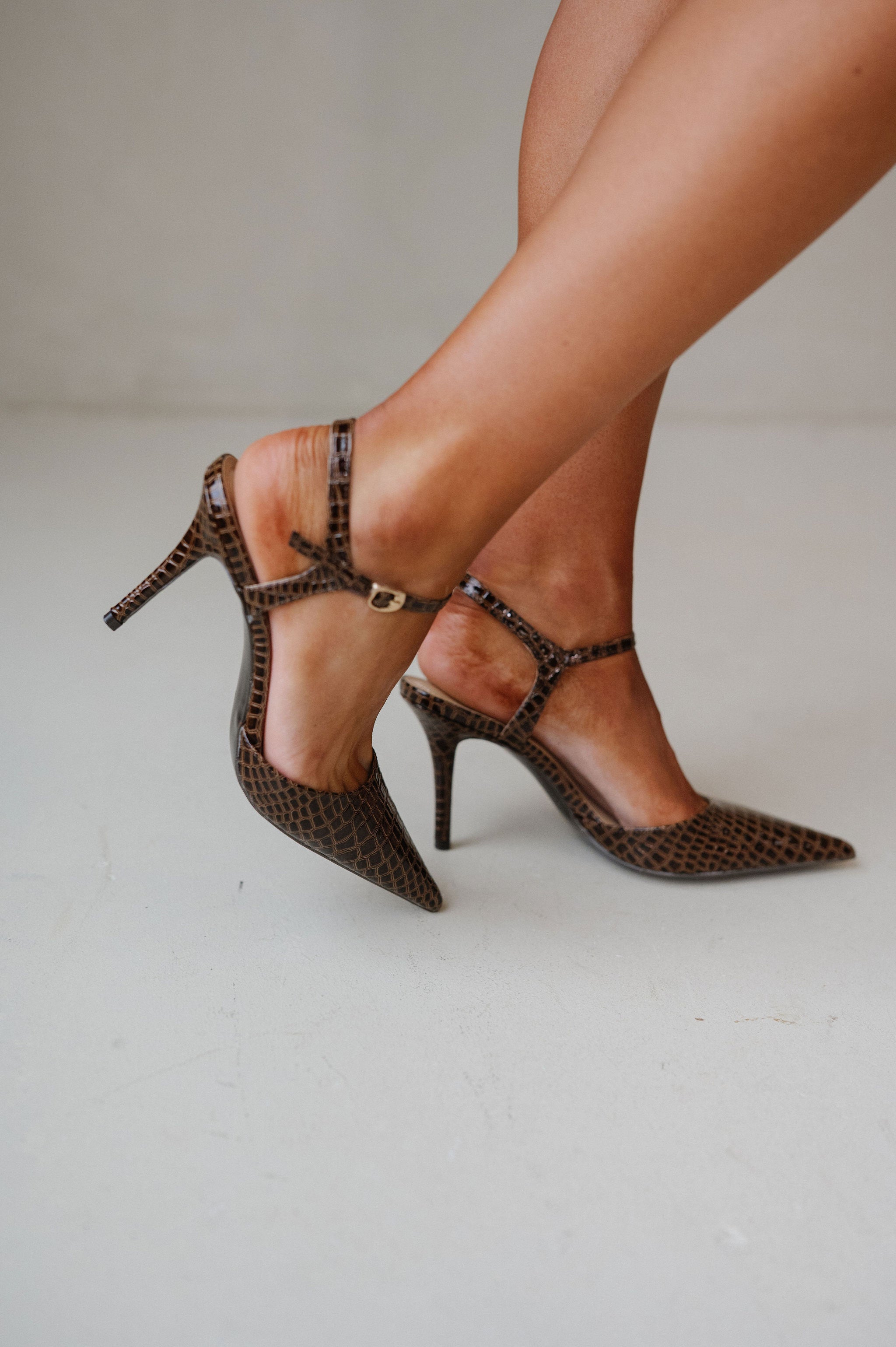 Blade Heels-Brown Croc