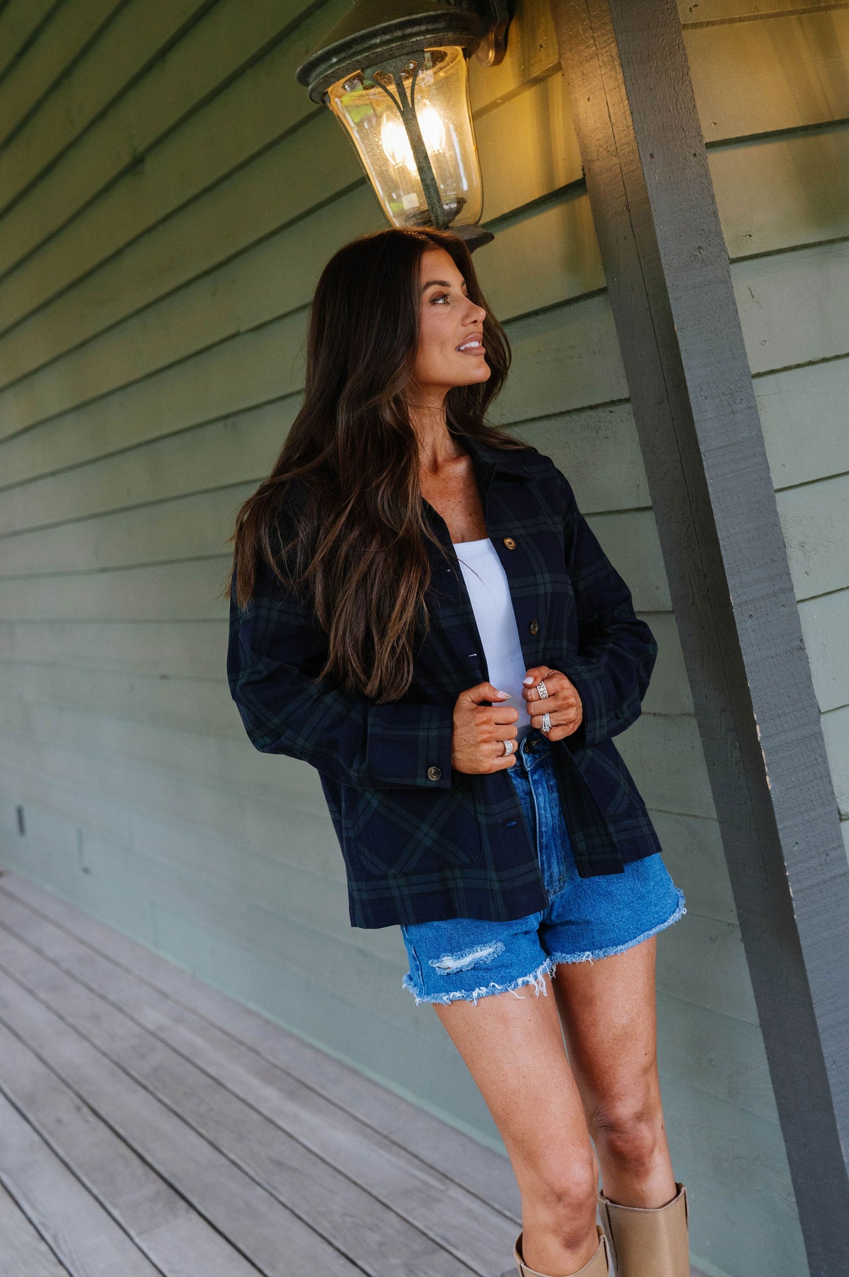 Elizabeth Plaid Jacket-Navy