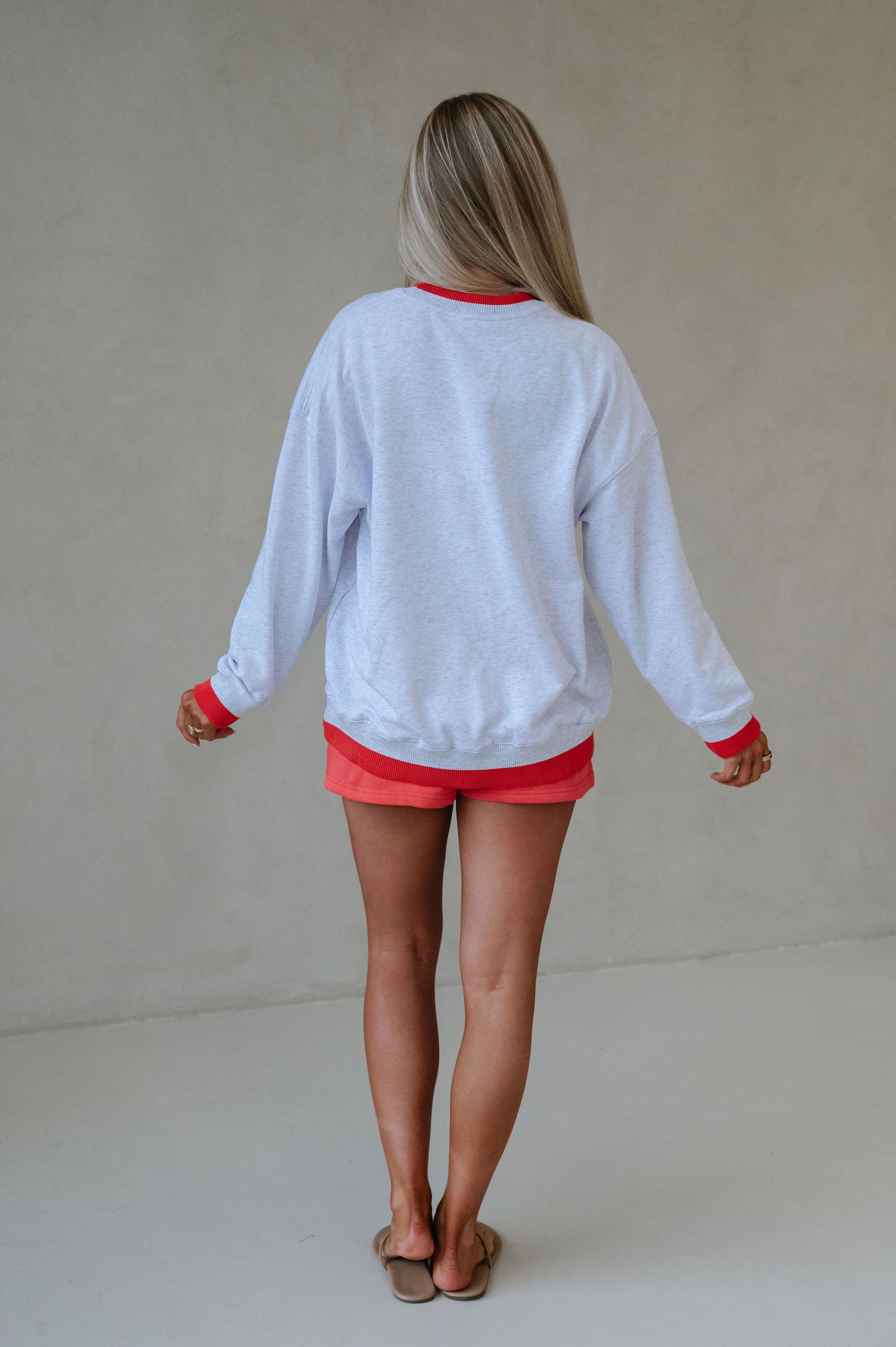 "America" Oversized Sweatshirt-Light Grey