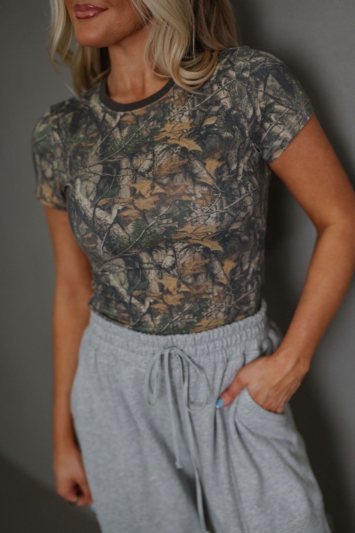 Nola Baby Tee-Dark Camo