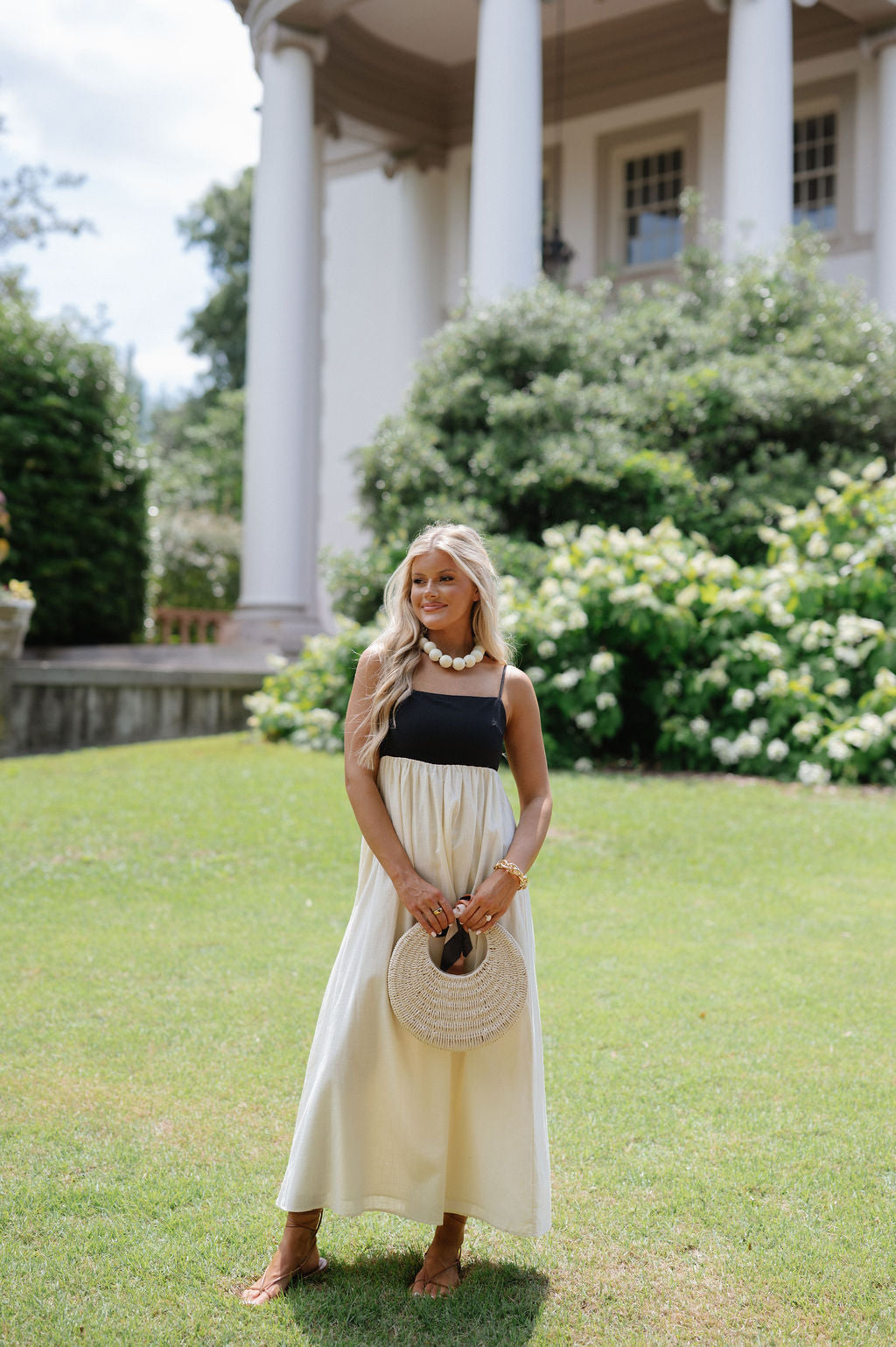 Charlie Colorblock Midi Dress-Cream/Black