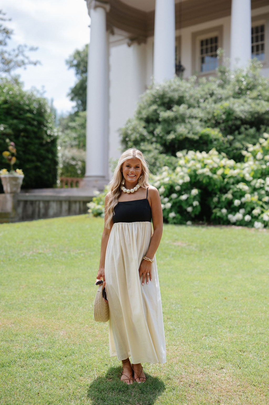 Charlie Colorblock Midi Dress-Cream/Black