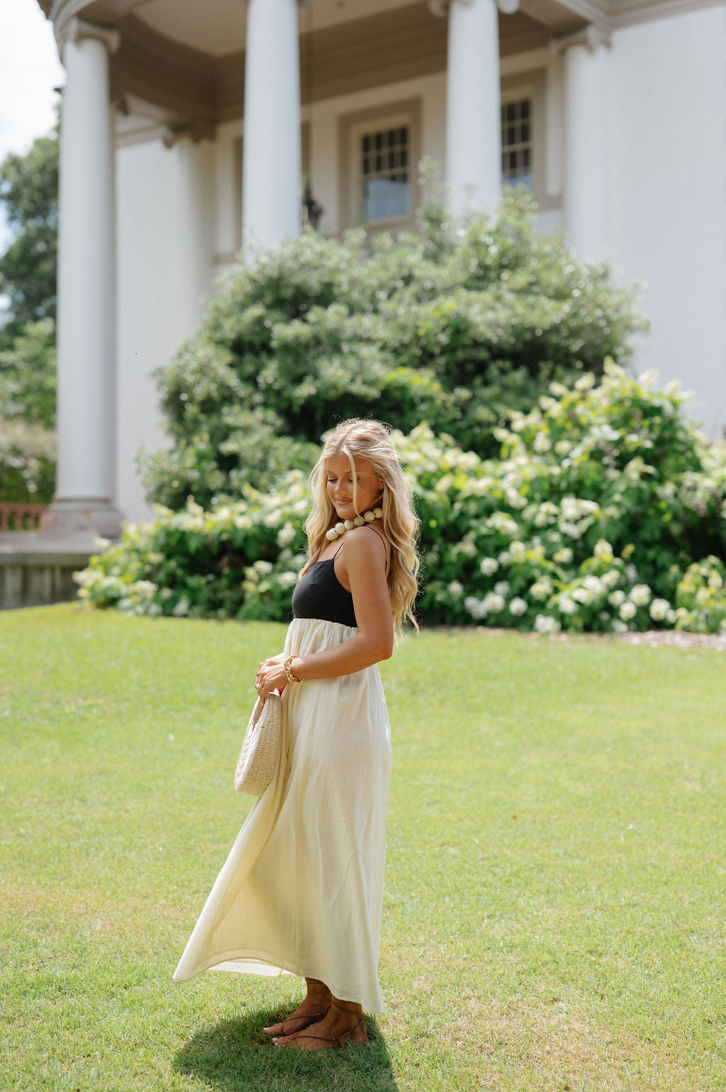 Charlie Colorblock Midi Dress-Cream/Black