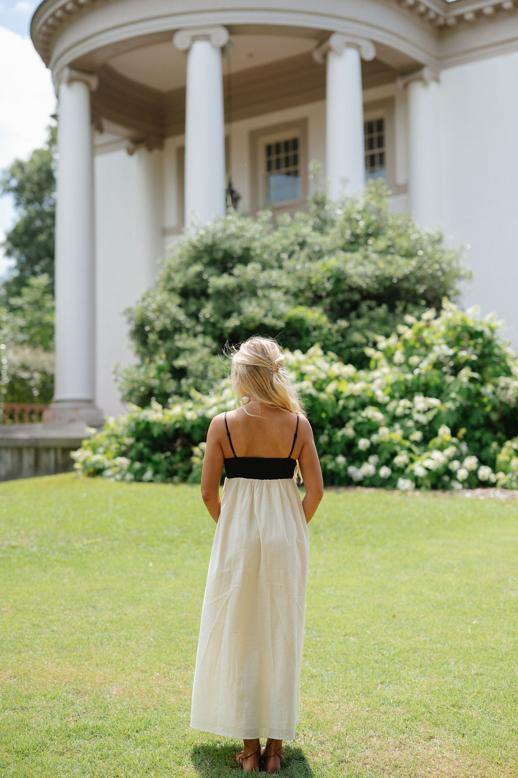 Charlie Colorblock Midi Dress-Cream/Black