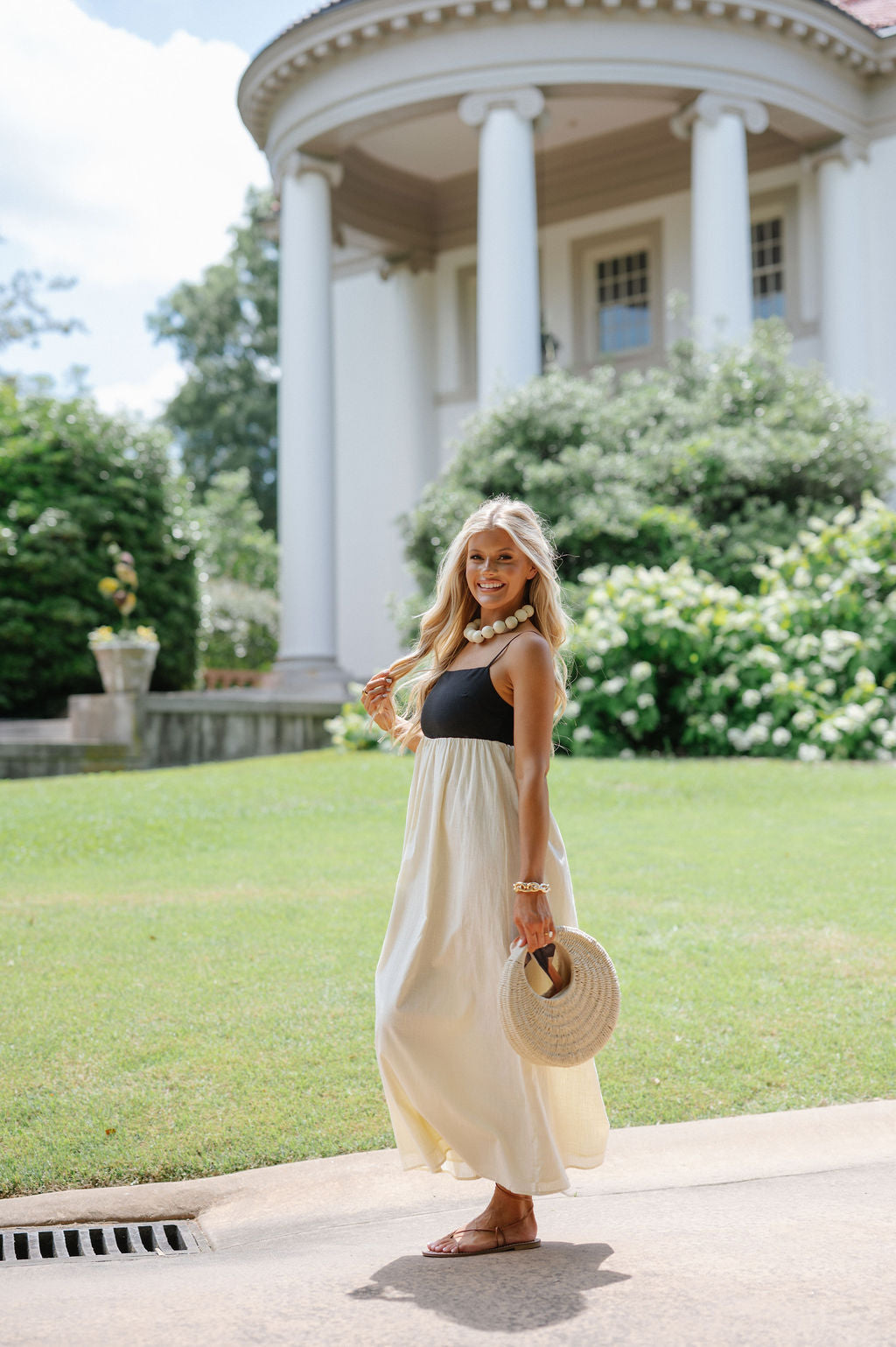 Charlie Colorblock Midi Dress-Cream/Black