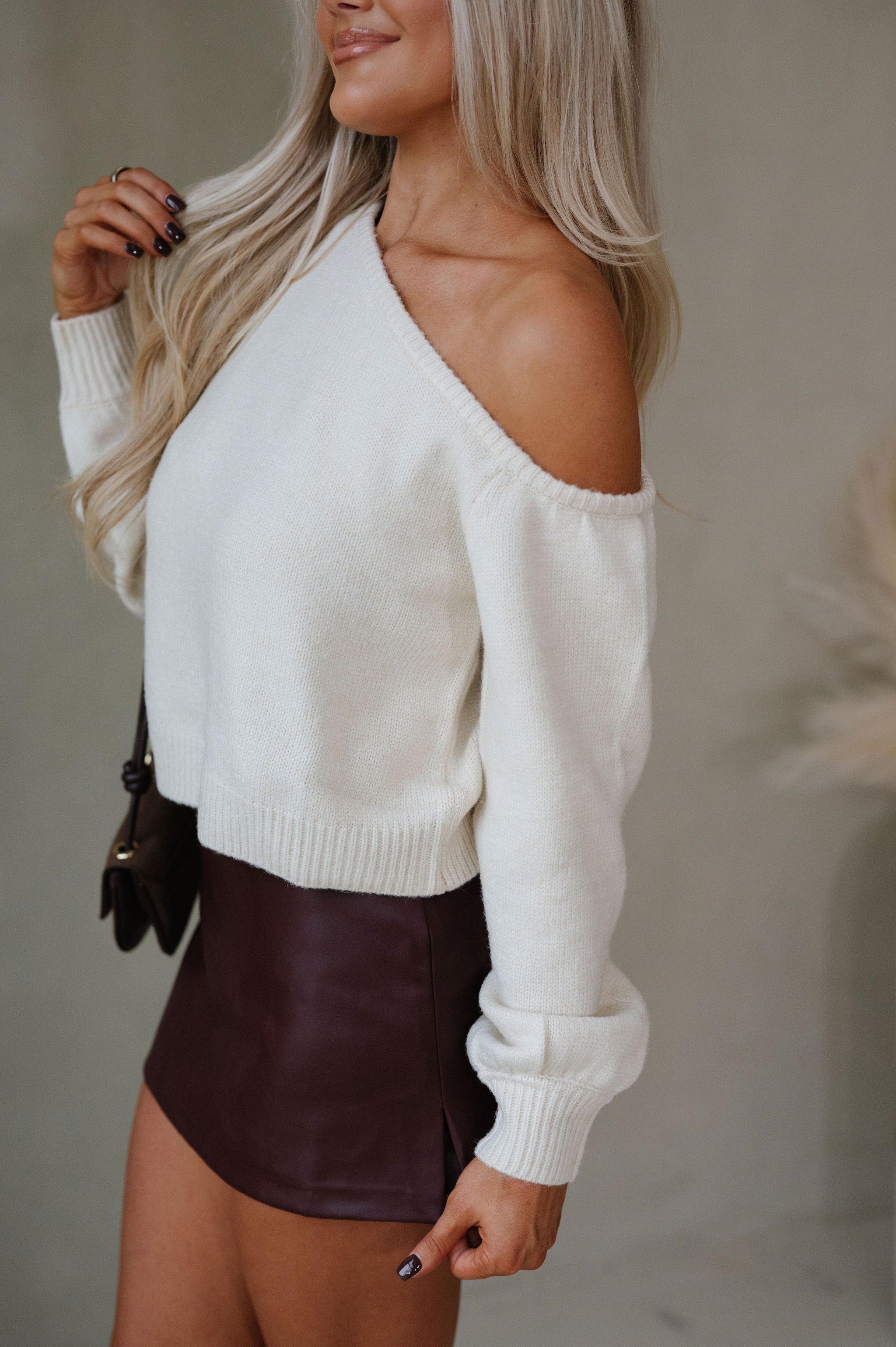 Lawson Asymmetrical Sweater Top-Cream