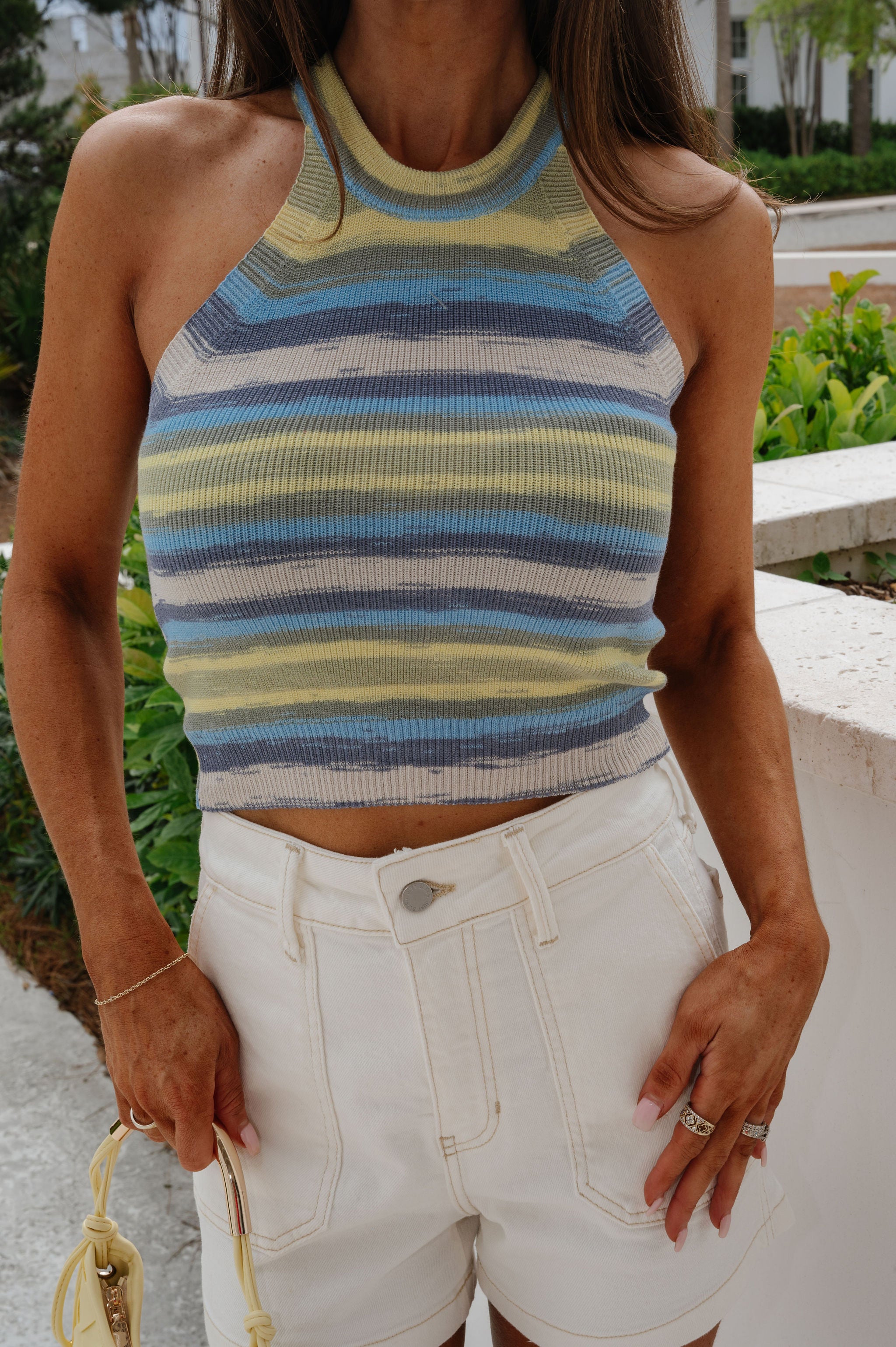 Graham Halter Sweater Tank-Yellow