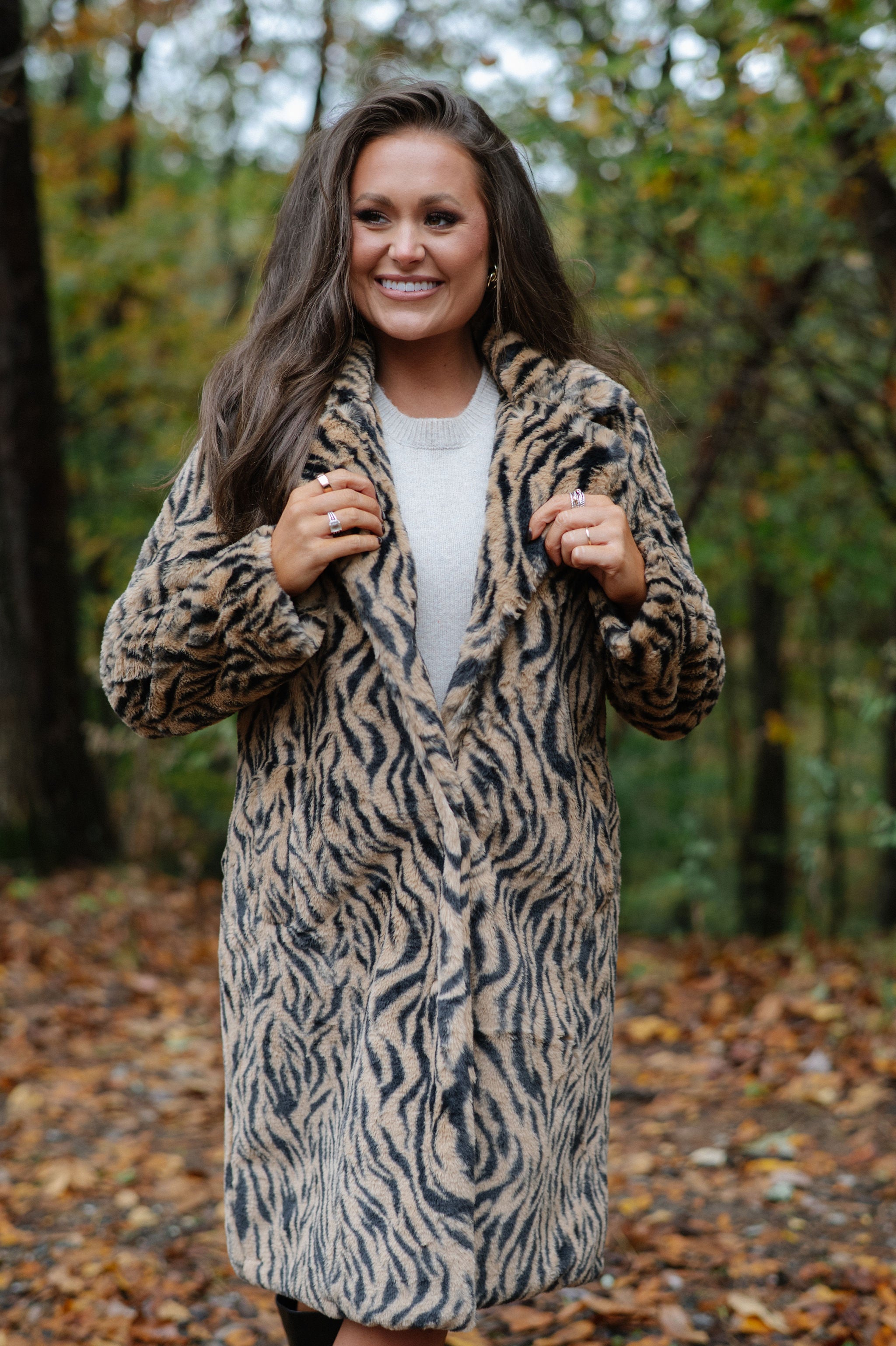 Birdie Faux Fur Coat-Tan/Black