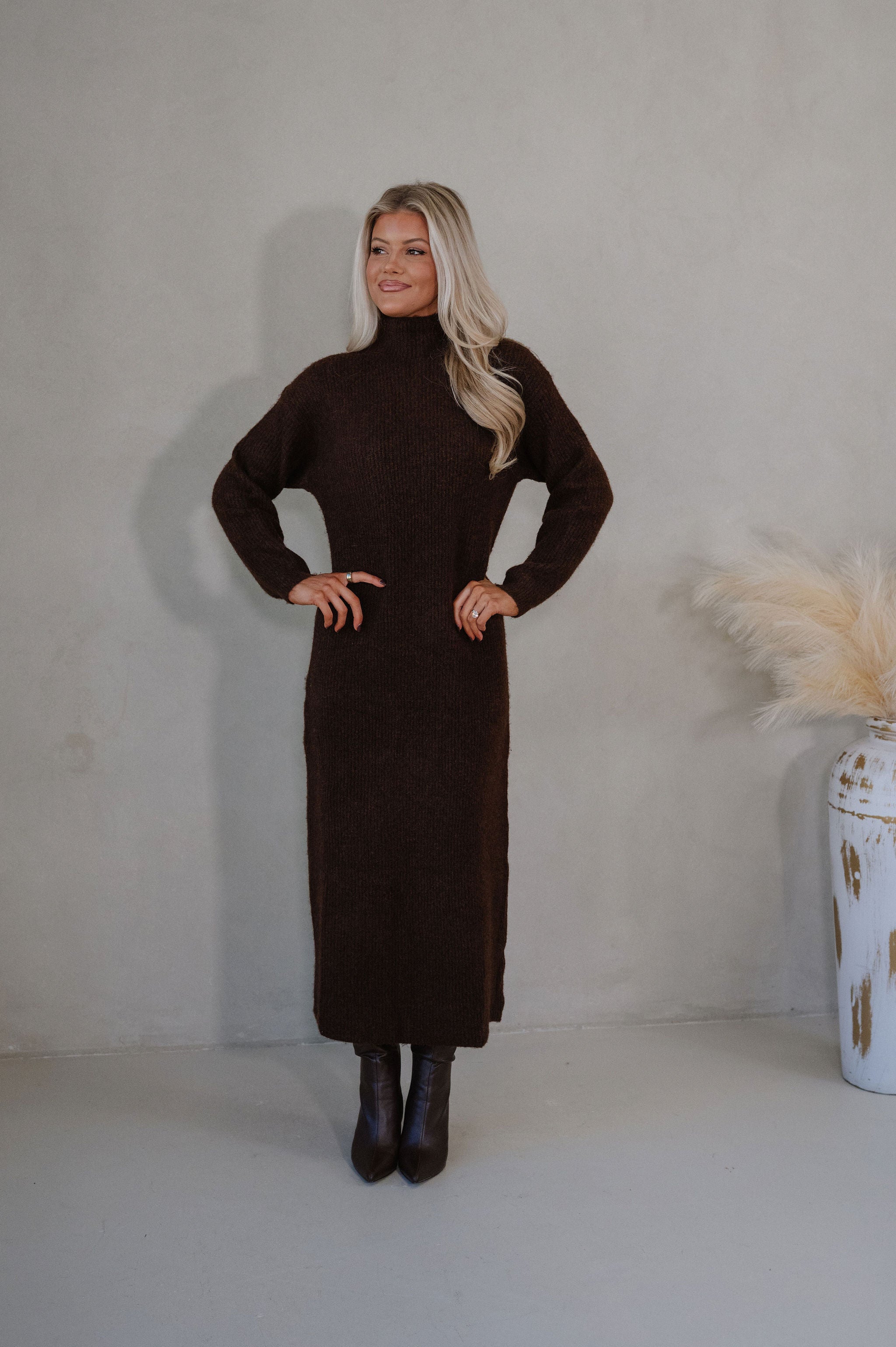Kiara Knit Maxi Dress-Brown