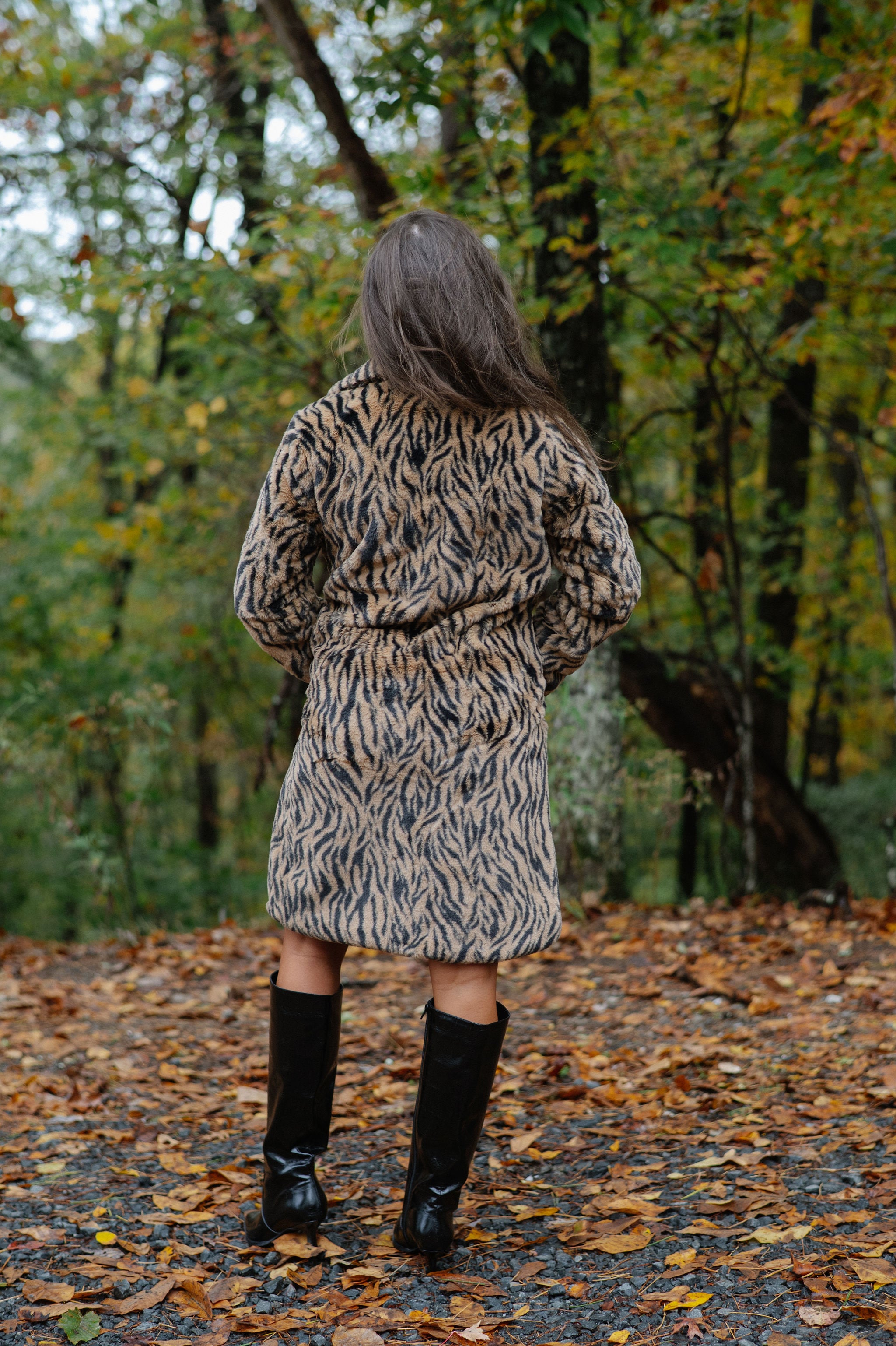 Birdie Faux Fur Coat-Tan/Black