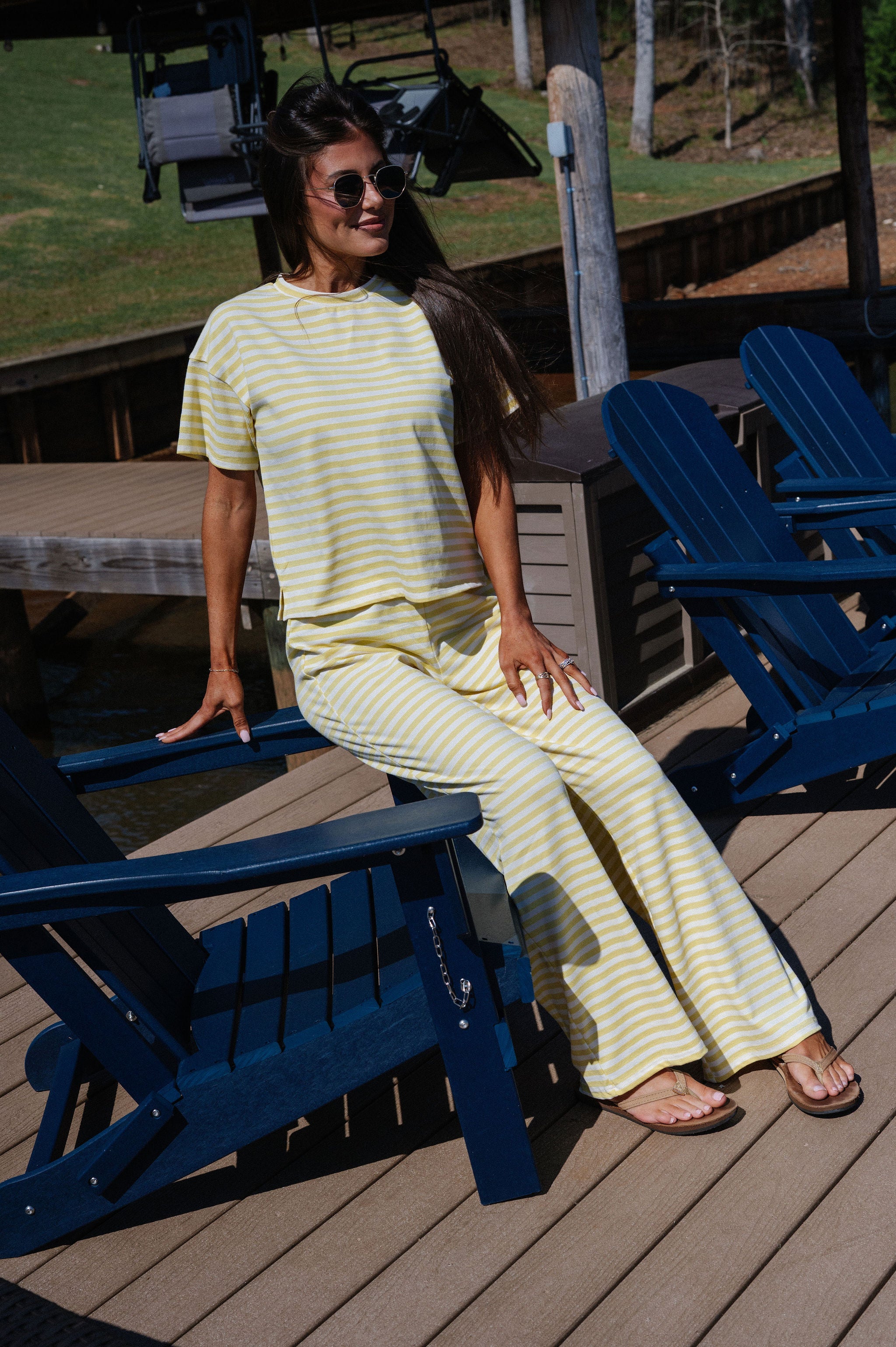 Sam Striped Pants Set-Butter