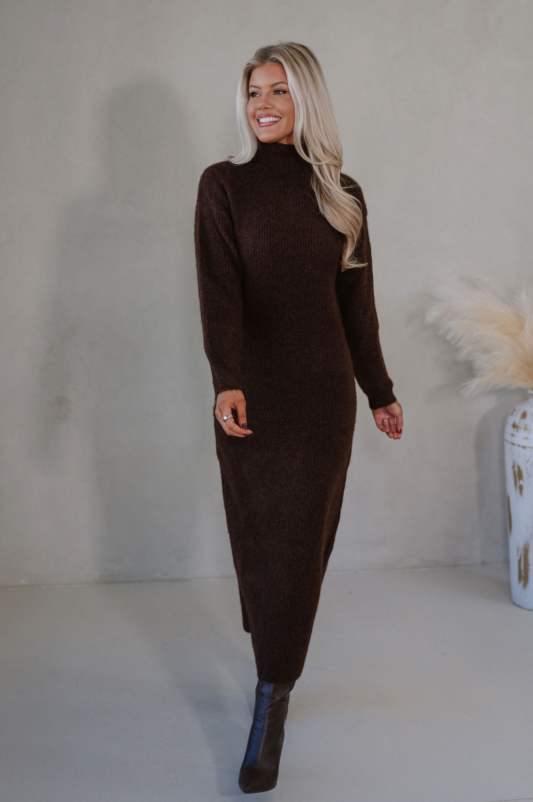 Kiara Knit Maxi Dress-Brown