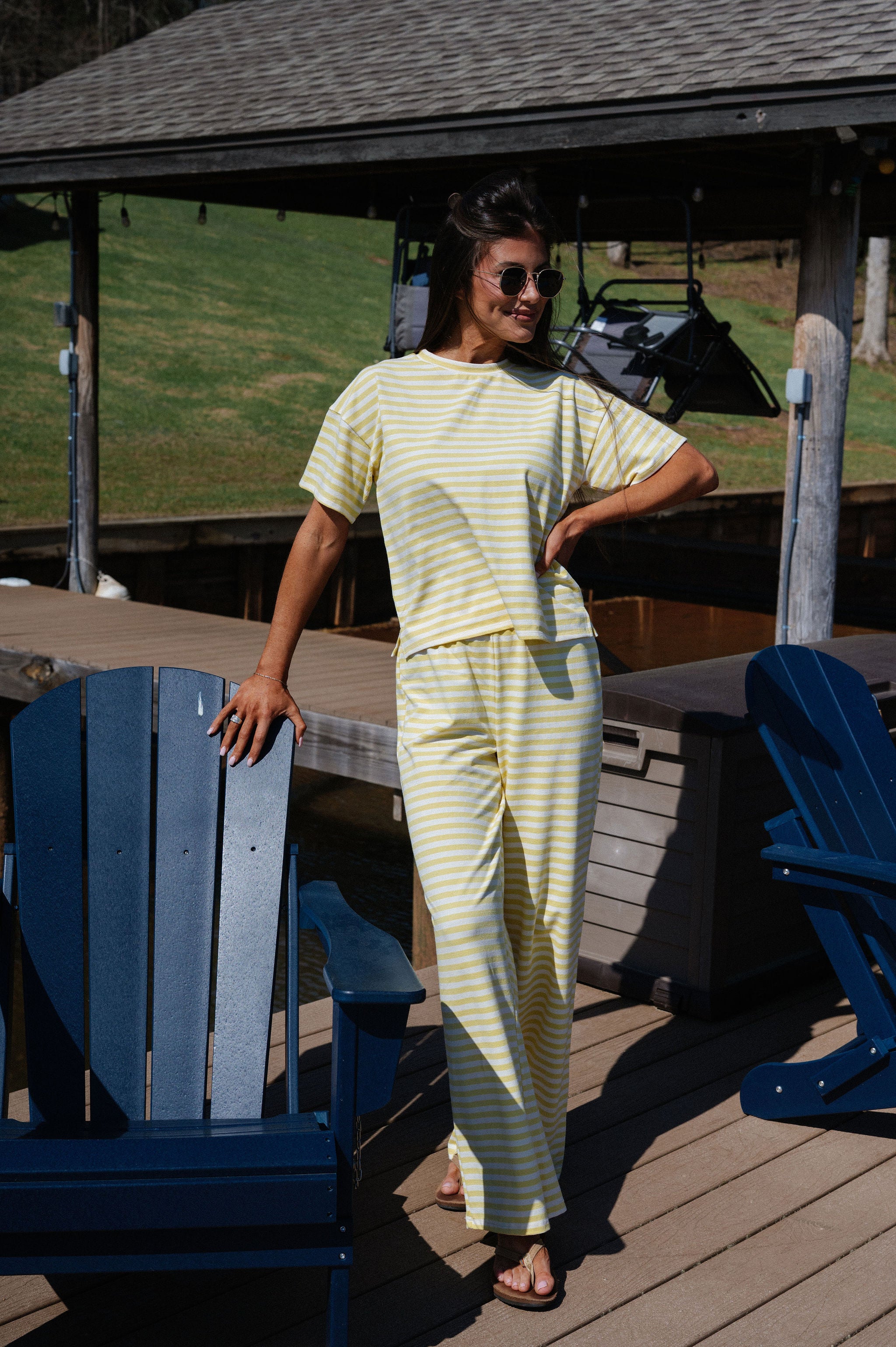 Sam Striped Pants Set-Butter