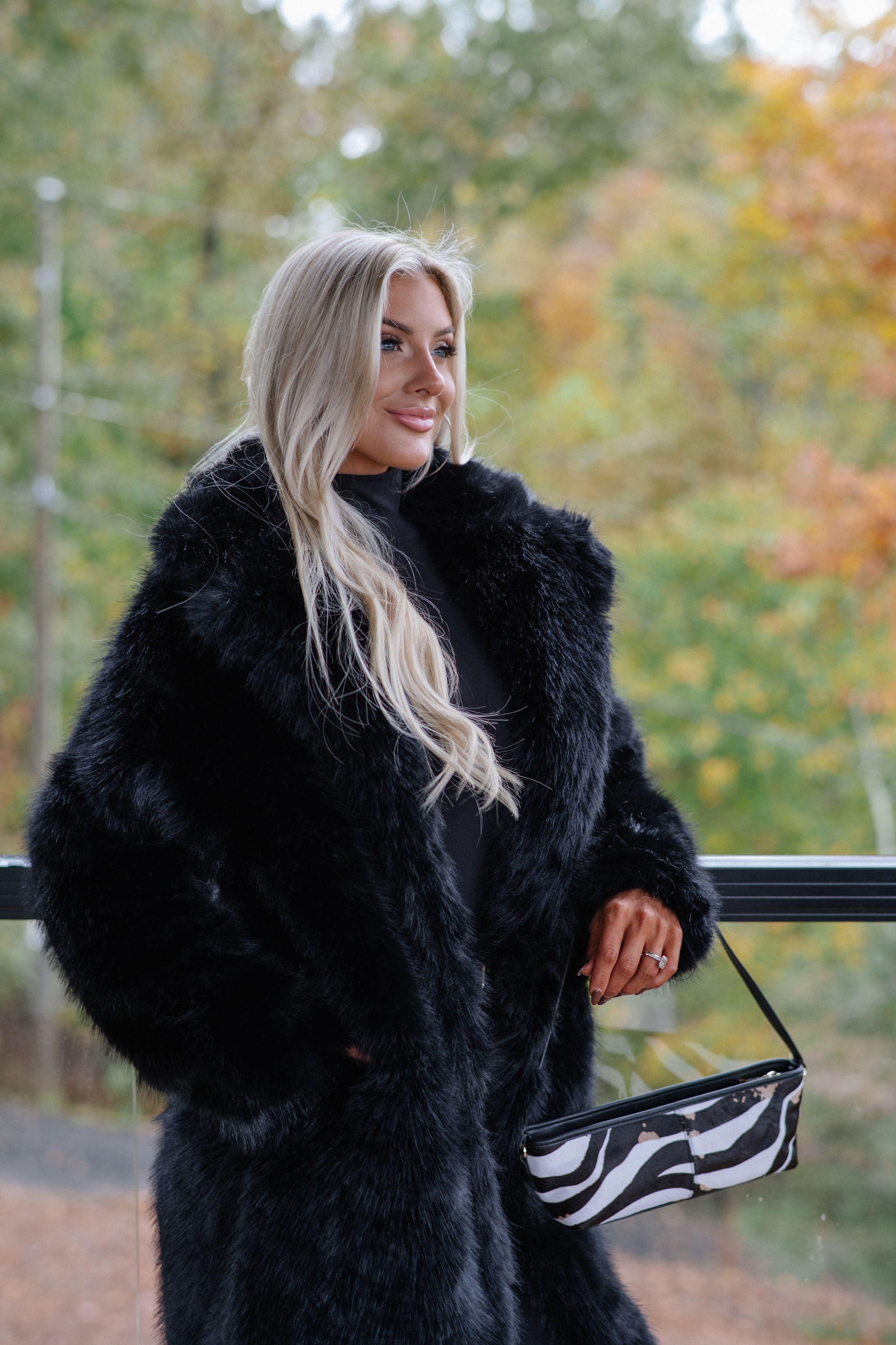 Emerson Luxe Fur Coat-Black