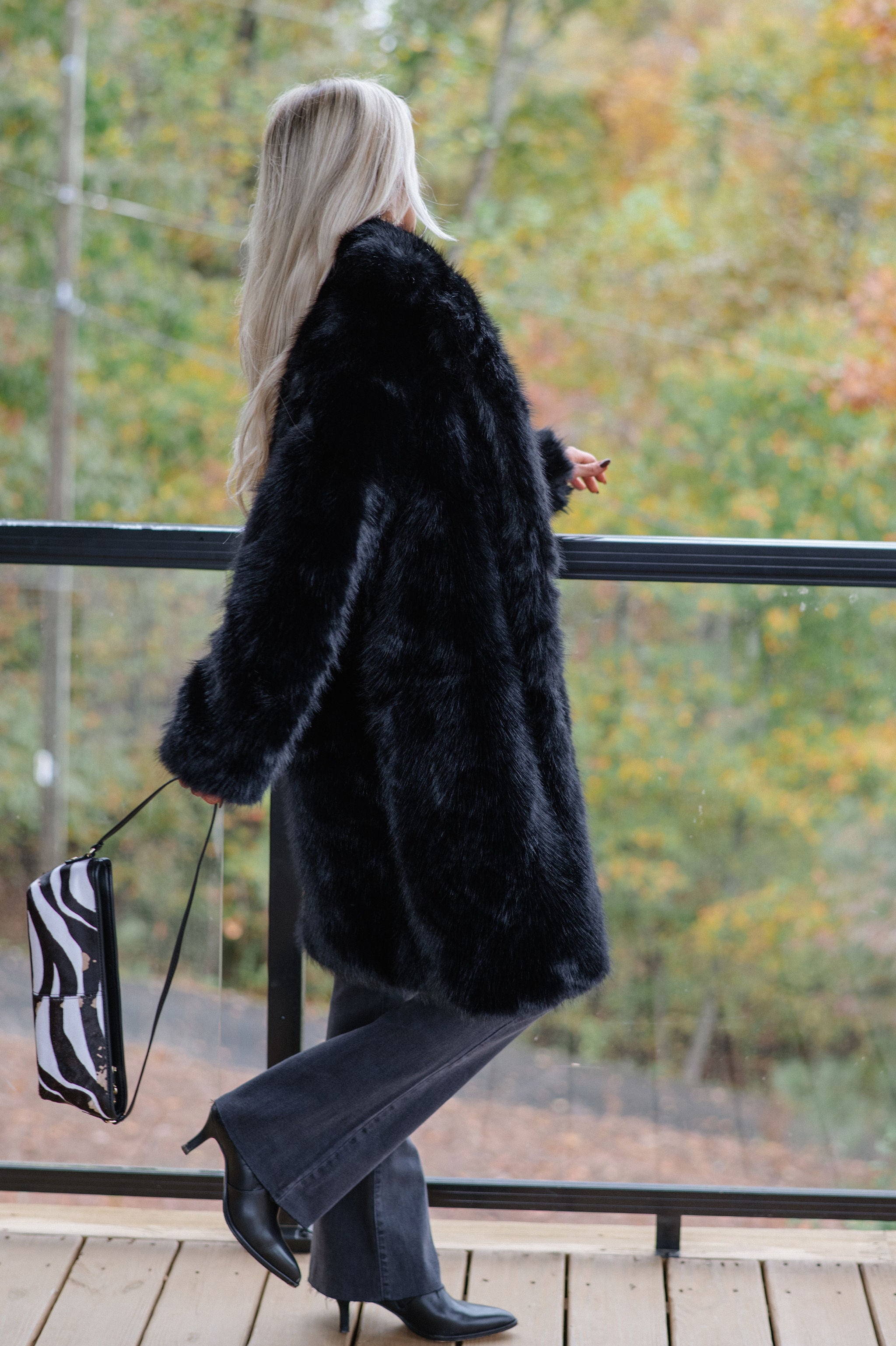 Emerson Luxe Fur Coat-Black