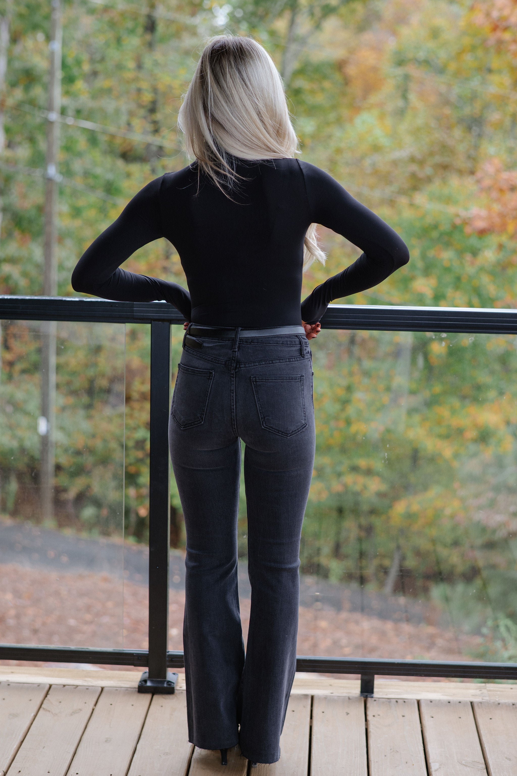 London Mock Neck Bodysuit-Black