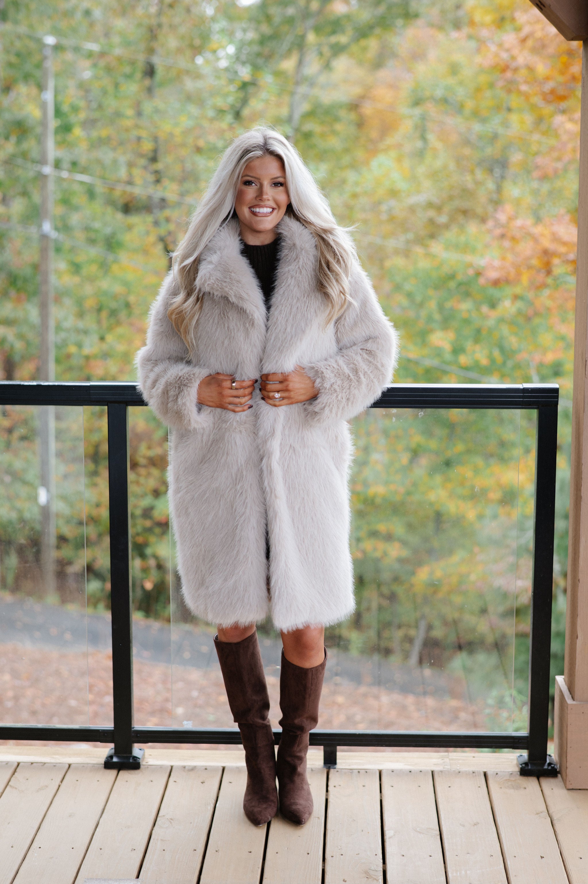 Emerson Luxe Fur Coat-Taupe