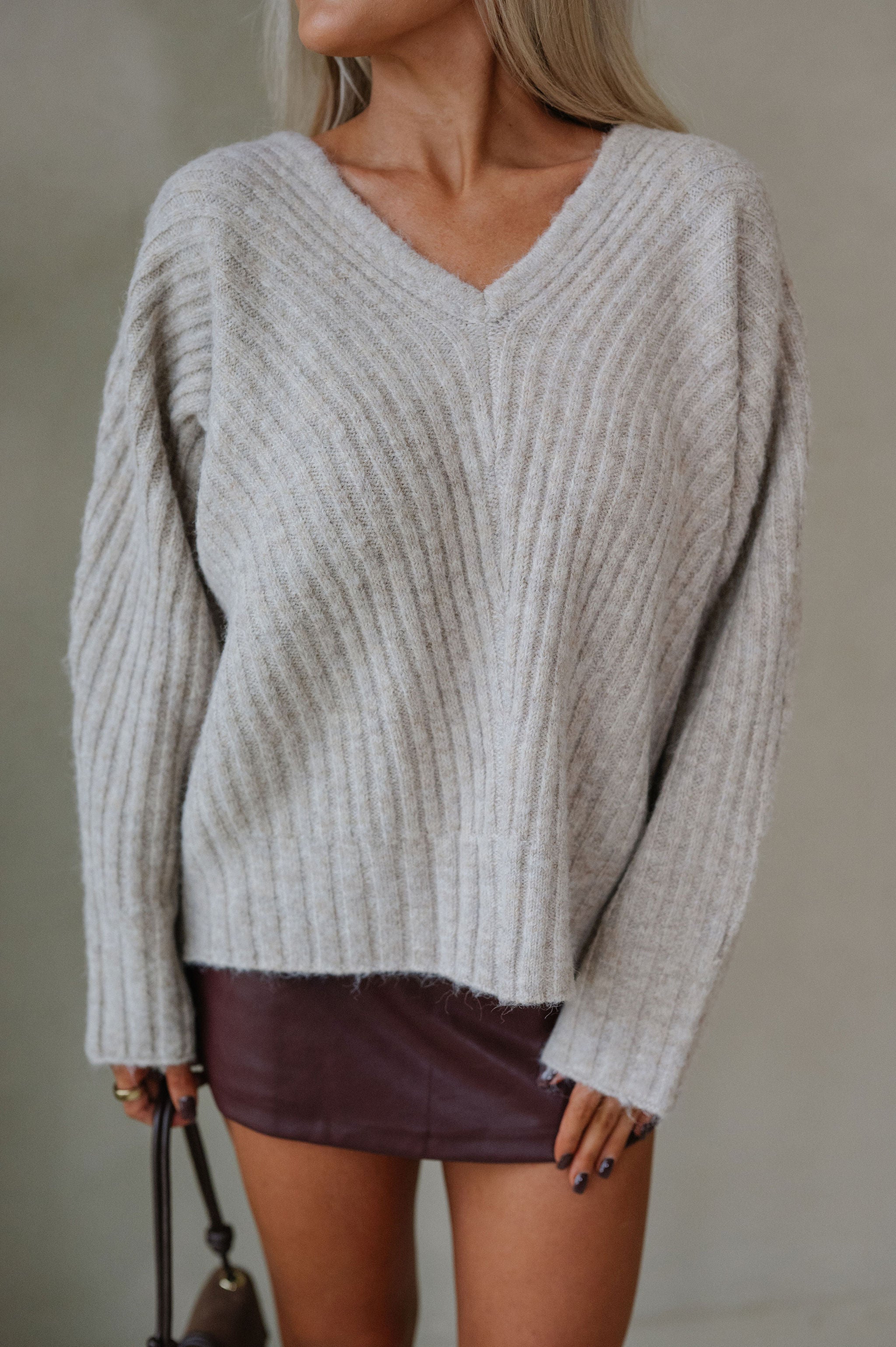 Barley Ribbed Sweater-Light Taupe
