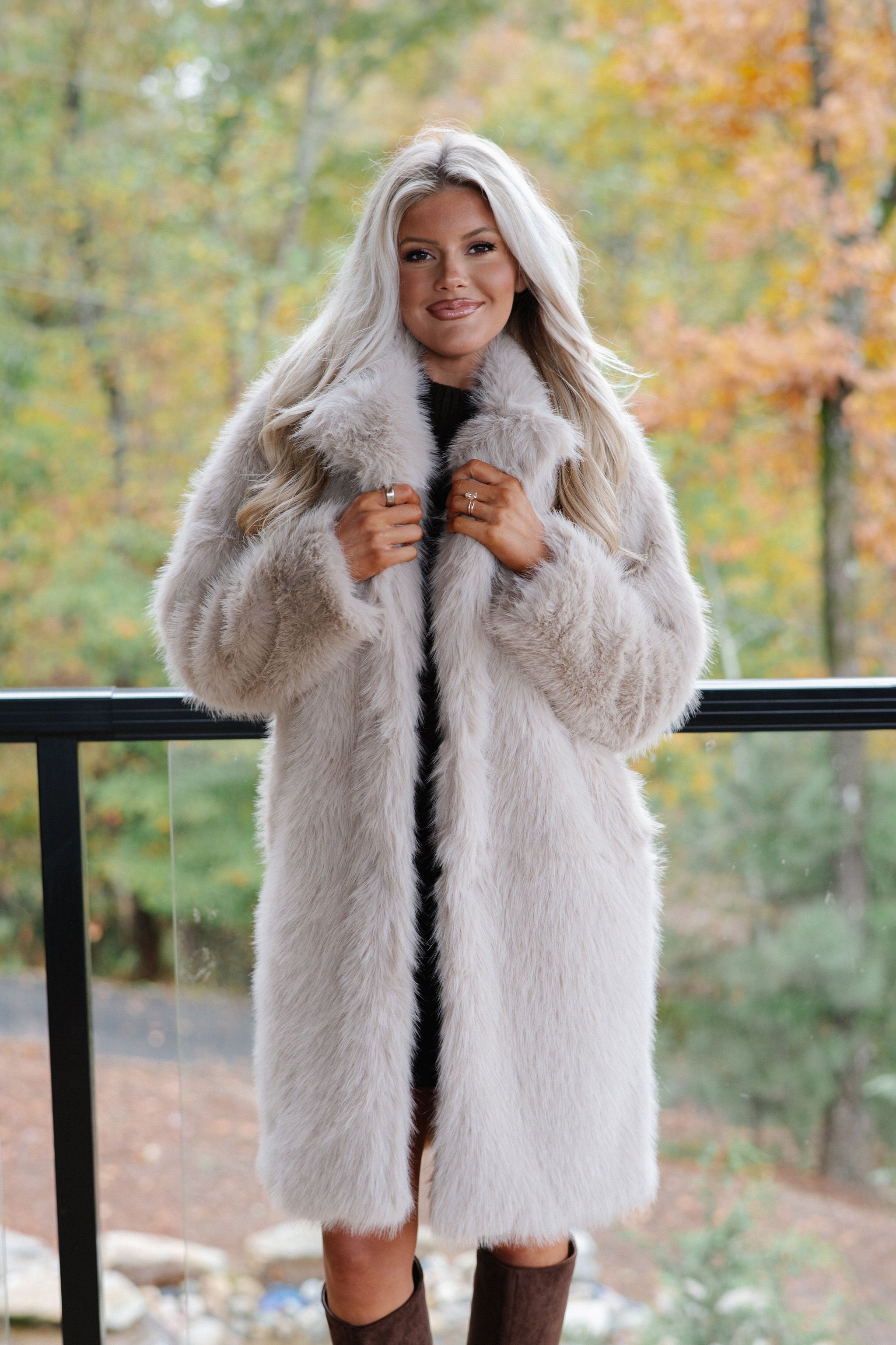 Emerson Luxe Fur Coat-Taupe