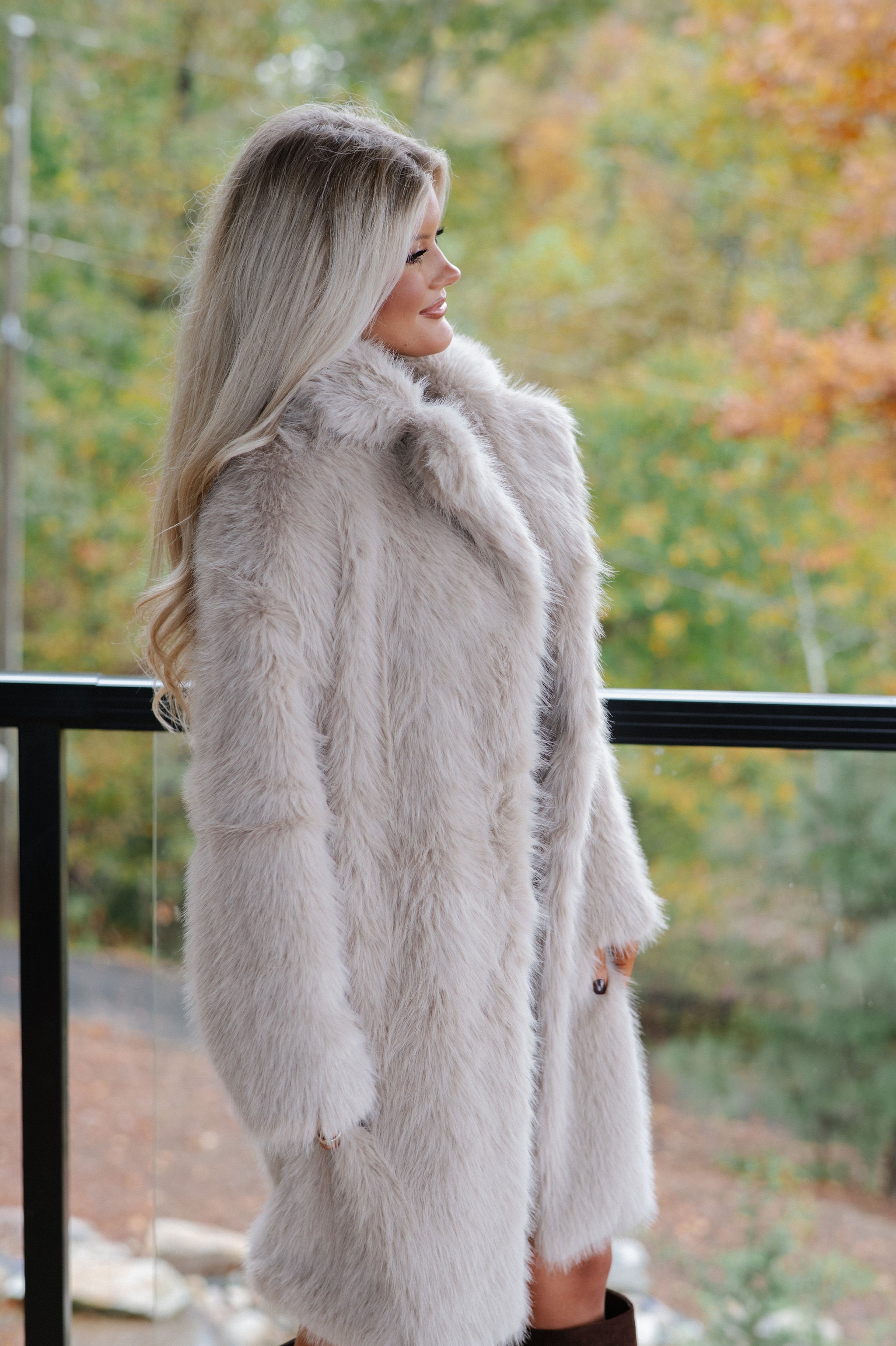 Emerson Luxe Fur Coat-Taupe
