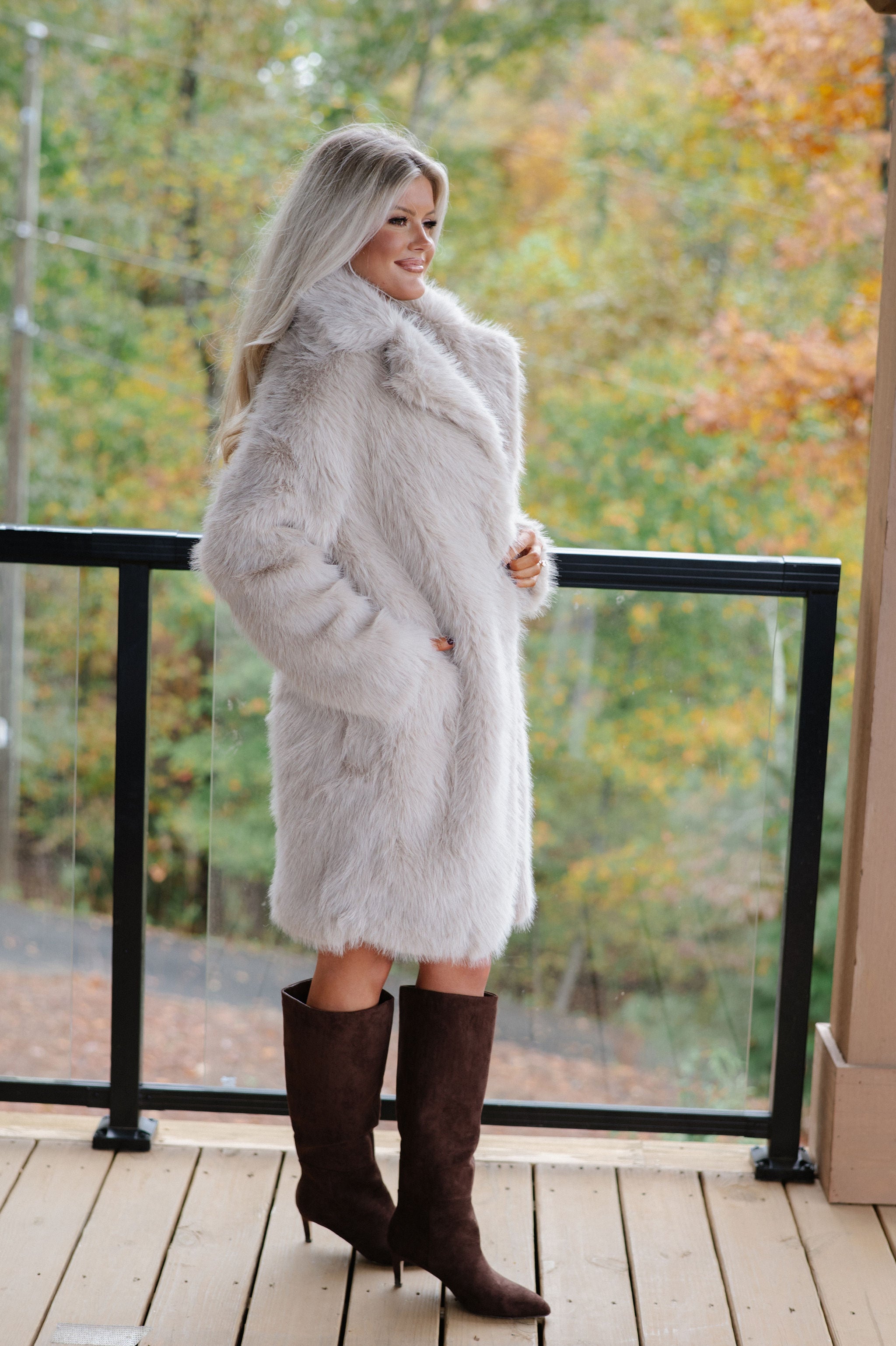 Emerson Luxe Fur Coat-Taupe