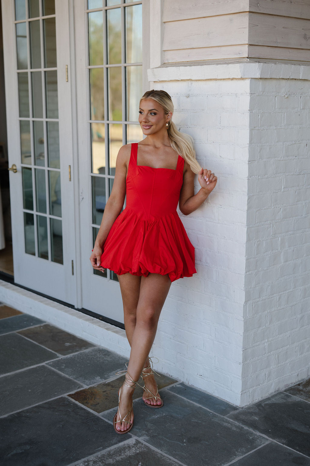 Margie Bubble Dress-Red// PETITE