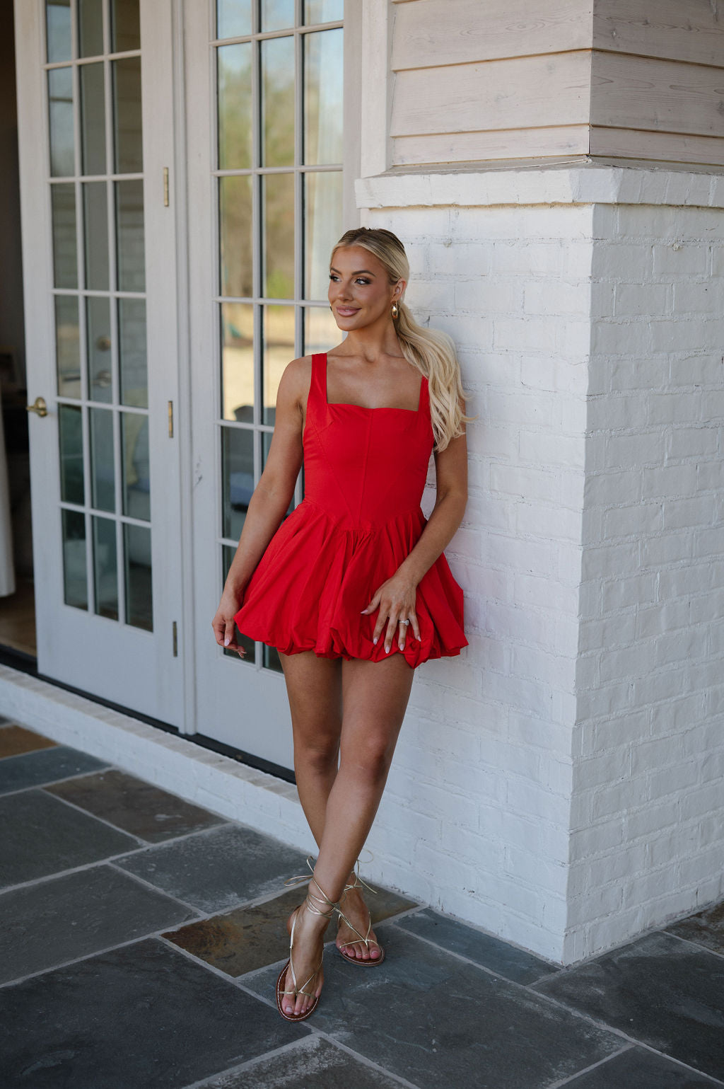 Margie Bubble Dress-Red// PETITE