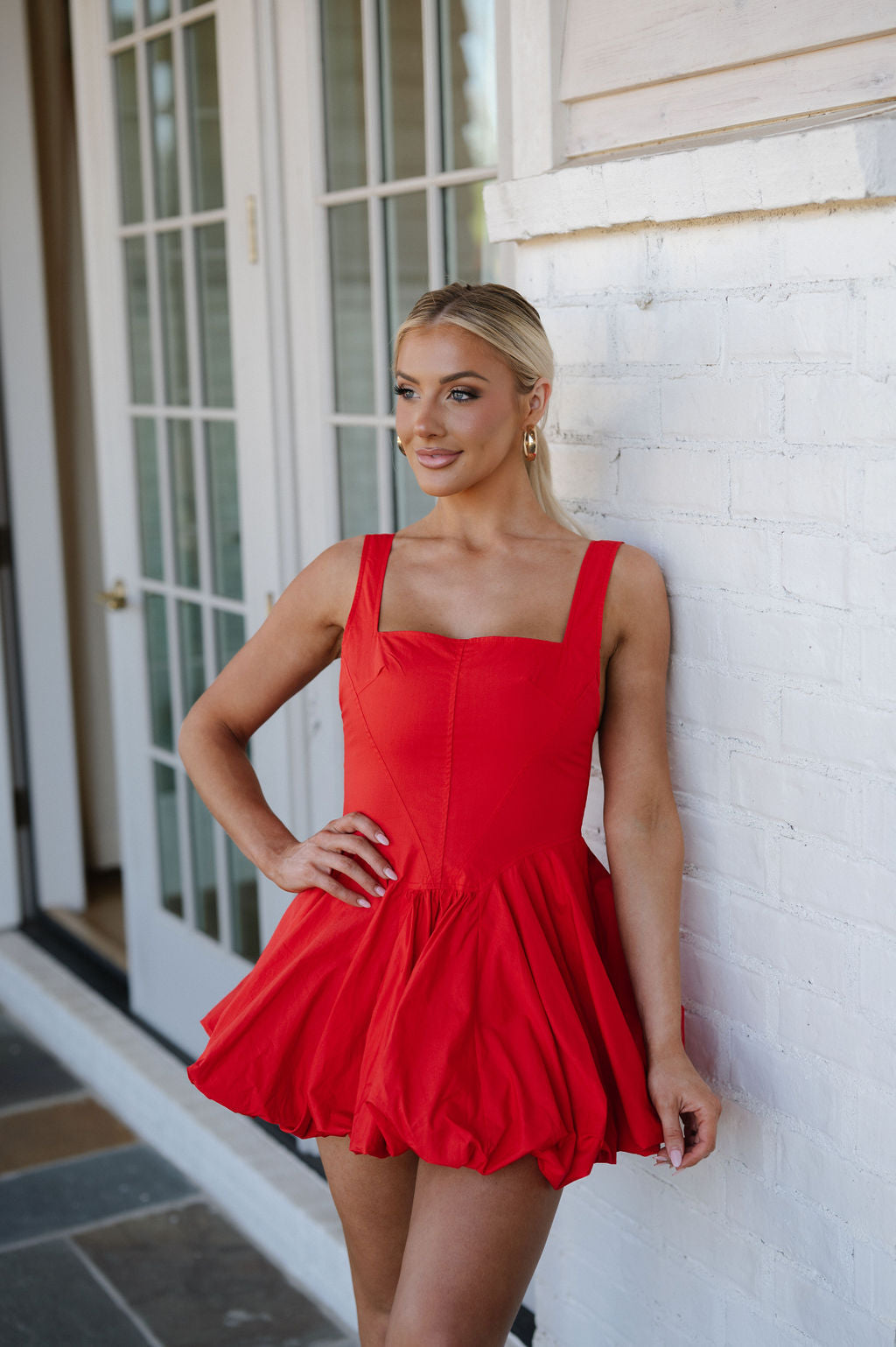Margie Bubble Dress-Red// PETITE