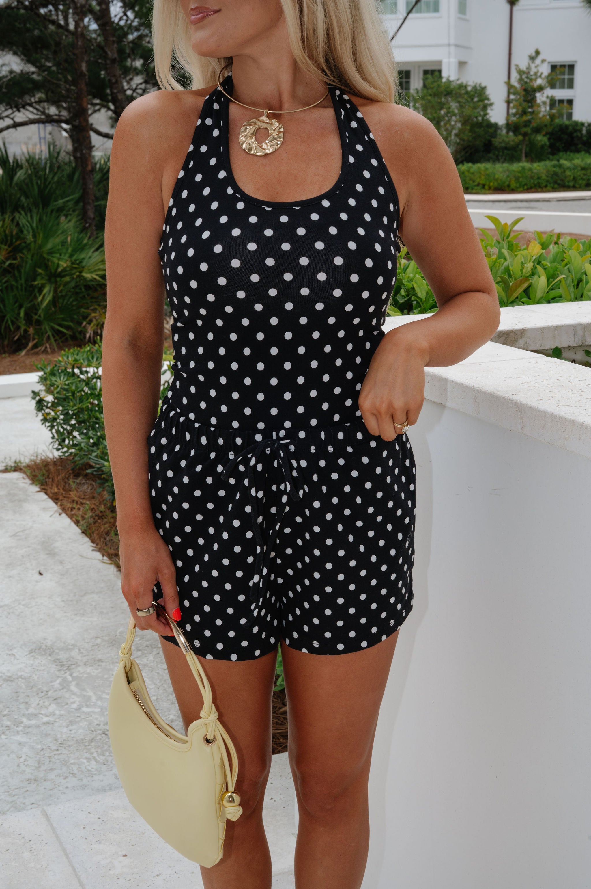 Cassidy Polka Dot Shorts Set-Black
