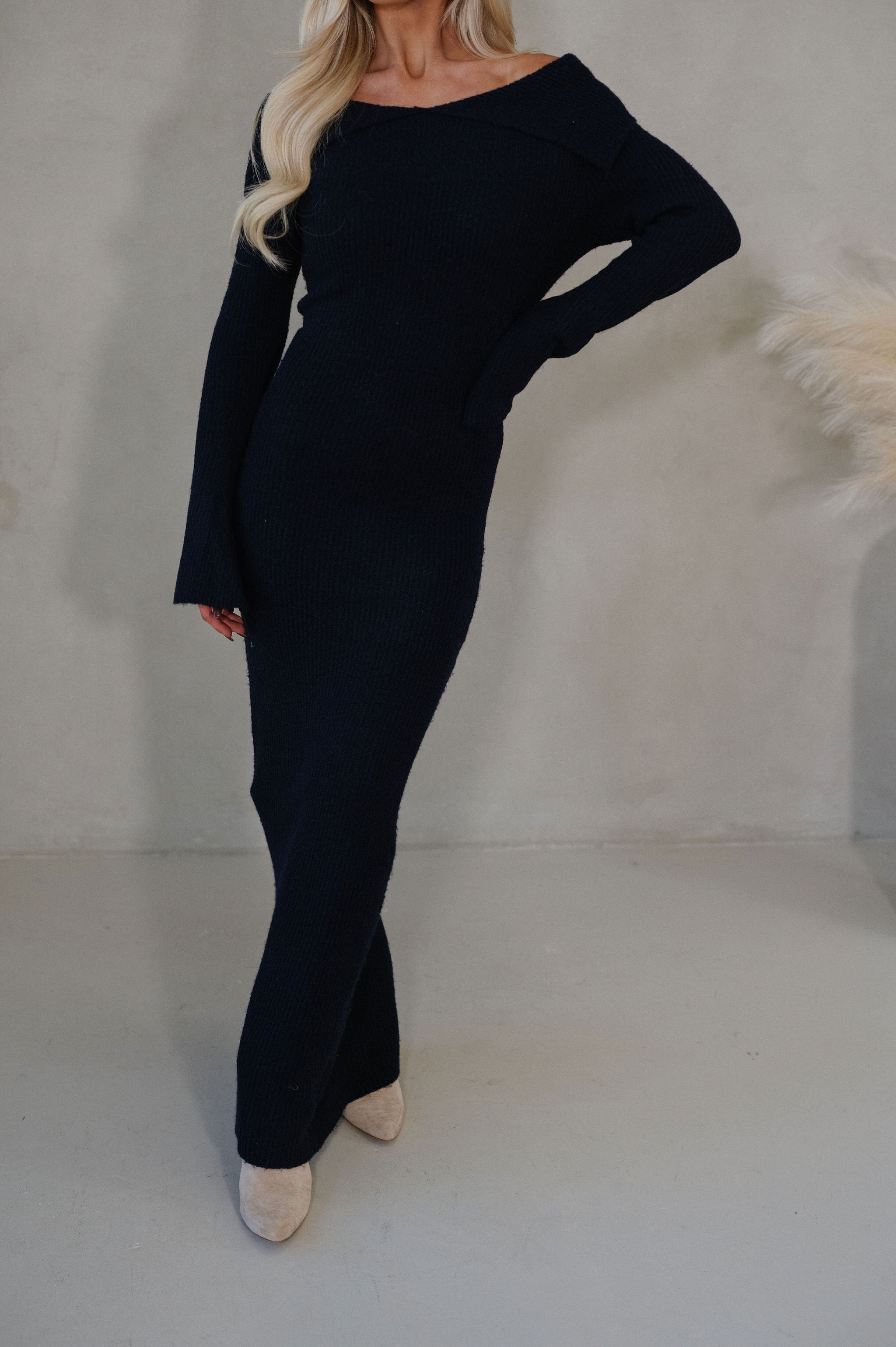 Piper OTS Maxi Dress-Navy