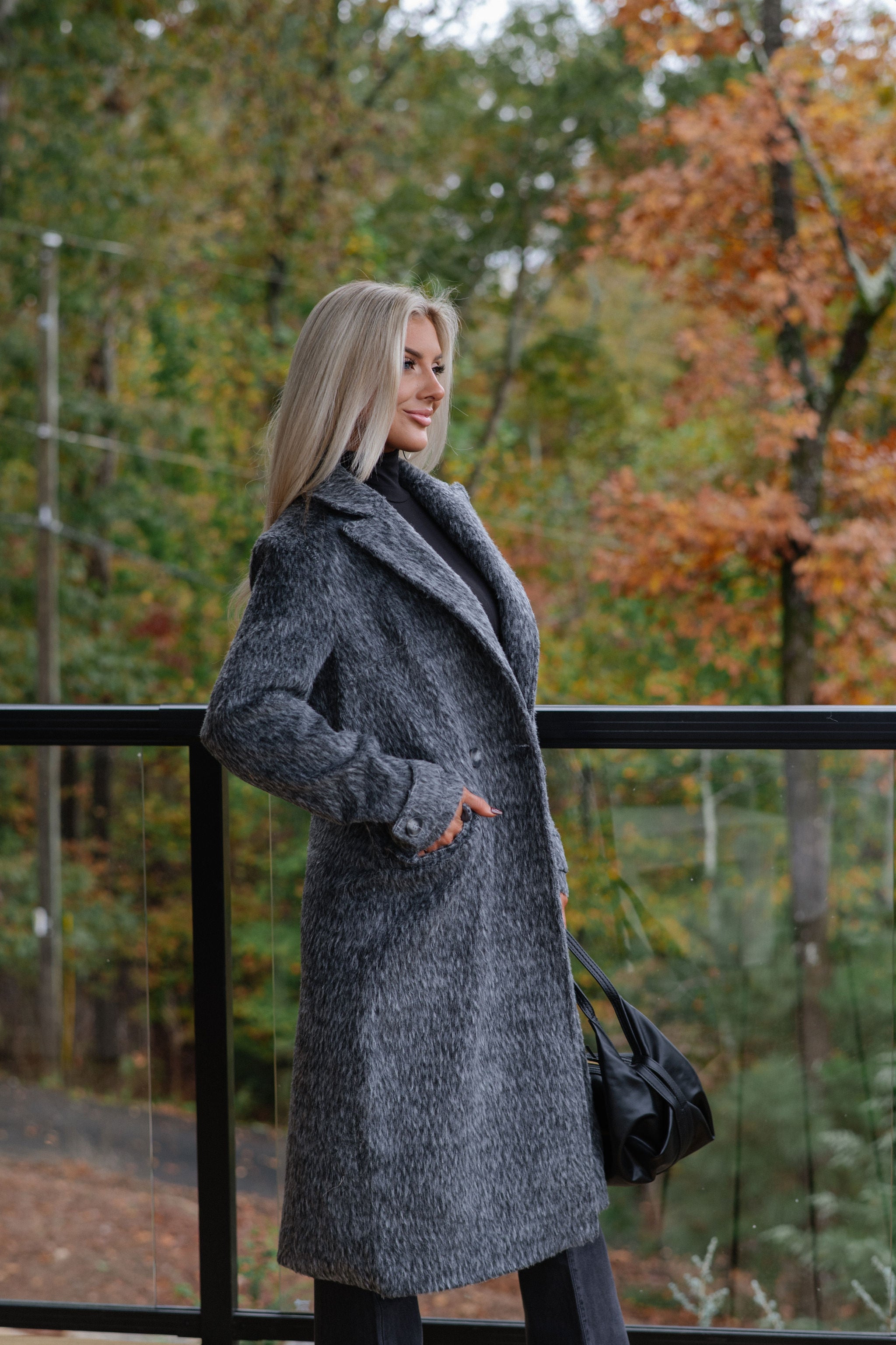 Quinn Trench Coat-Charcoal