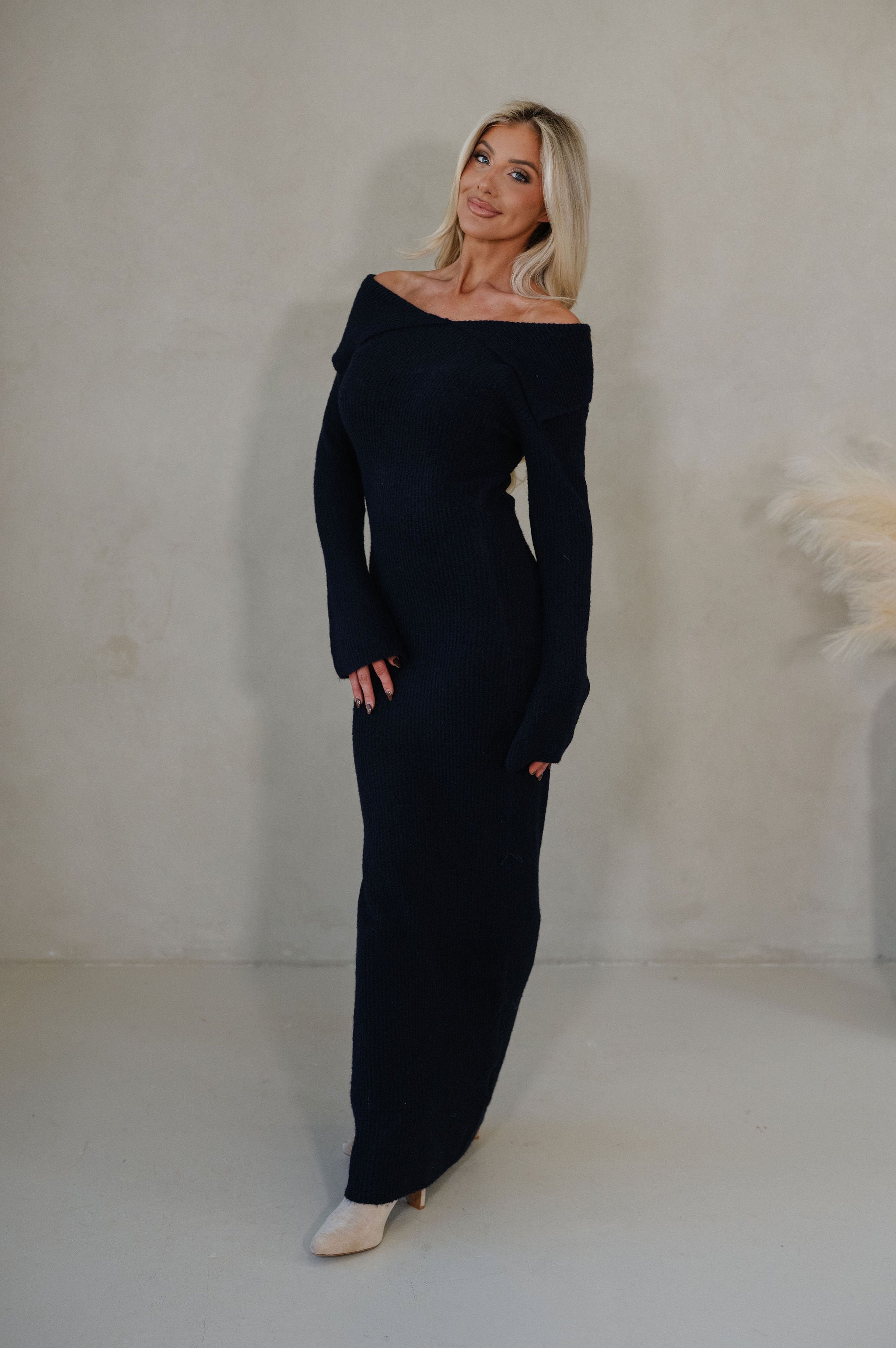 Piper OTS Maxi Dress-Navy