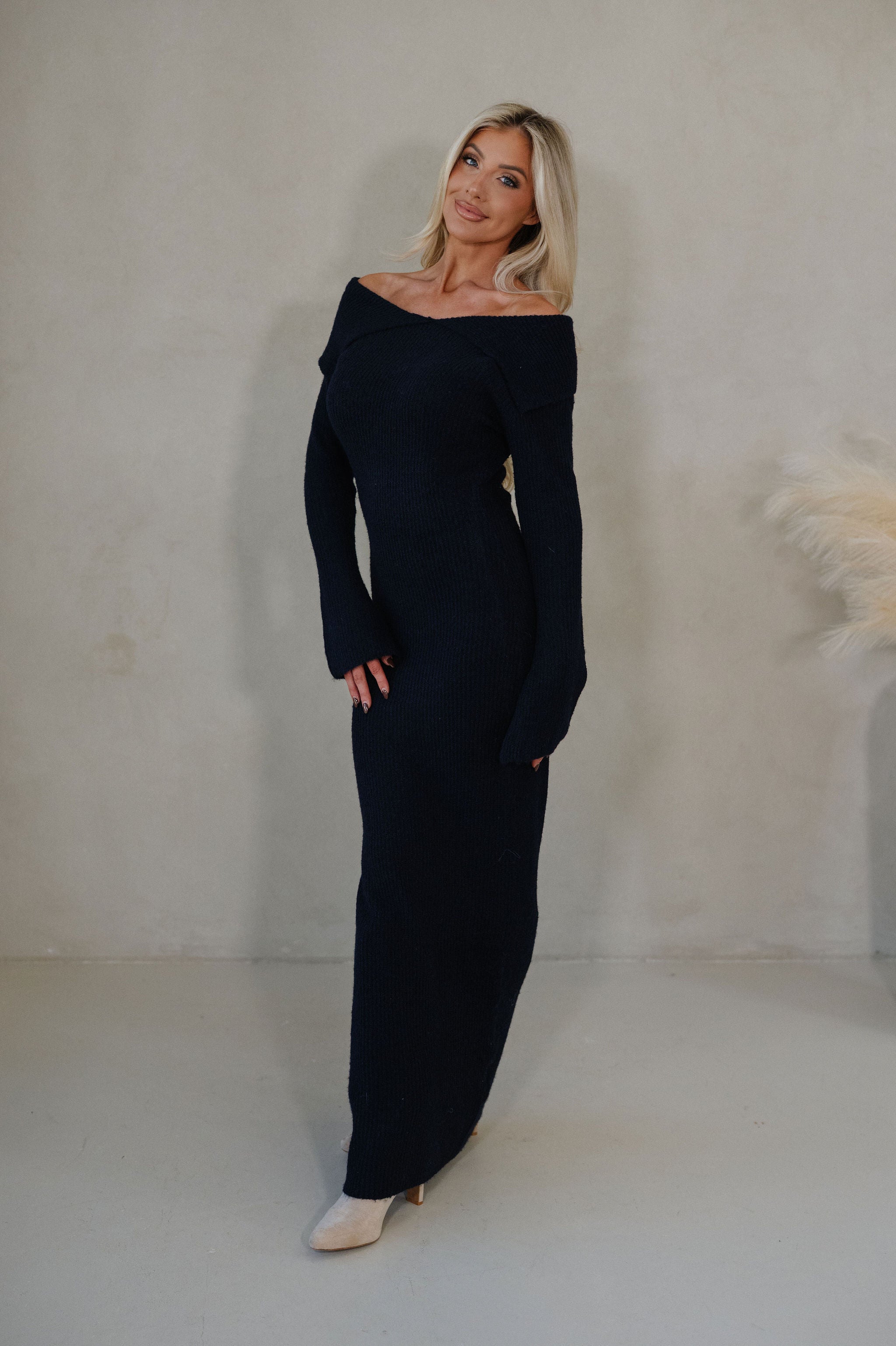 Piper OTS Maxi Dress-Navy